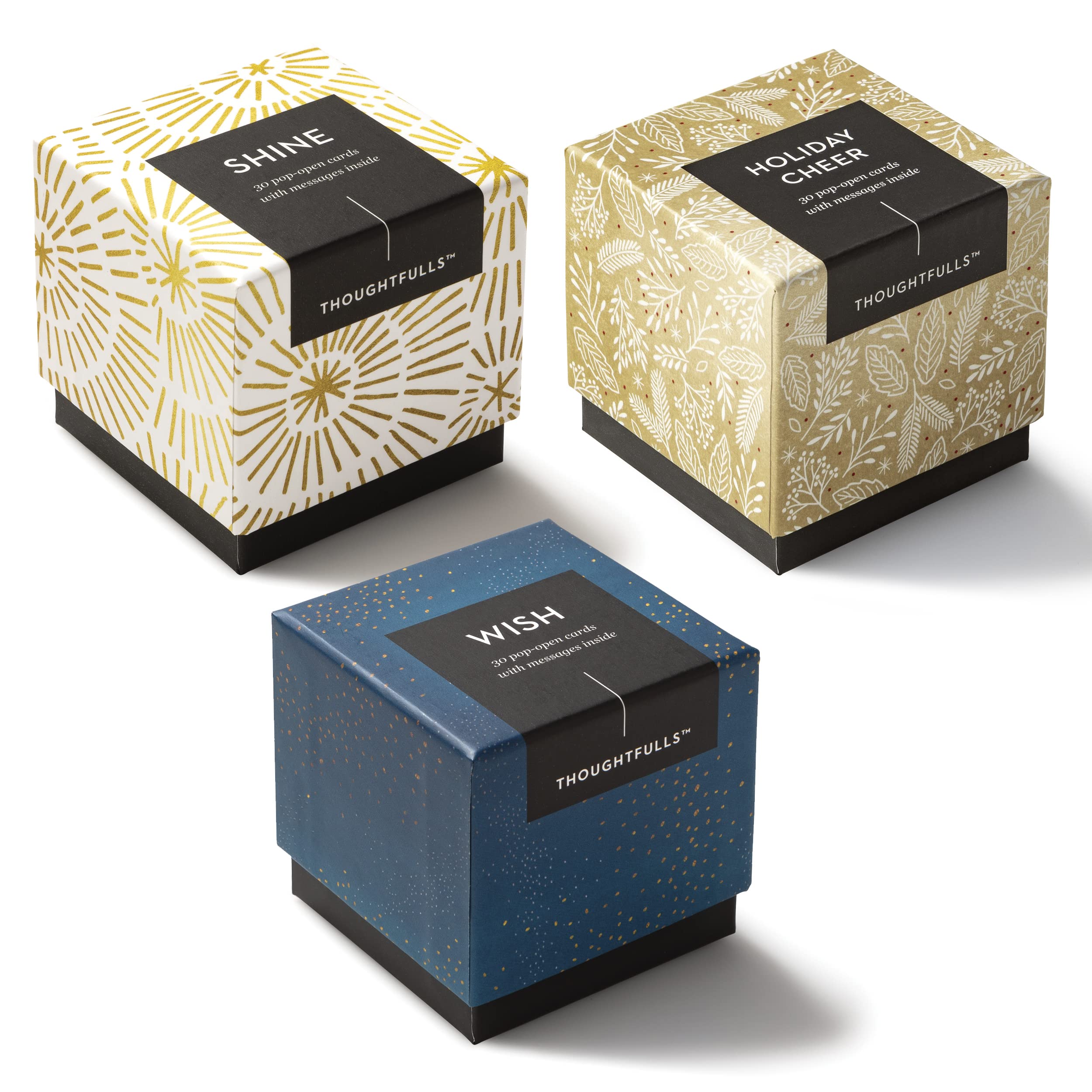 Compendium ThoughtFulls Pop-Open Cards — 3-Pack of Shine, Holiday Cheer, Wish — 90 Pop-Open Cards, Each with a Different Message Inside