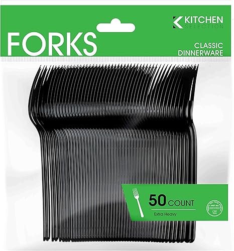 Miniatura 9 de PlasticPro Juego de cubiertos de plástico a granel a granel de 1800 tenedores desechables negros de plástico a granel