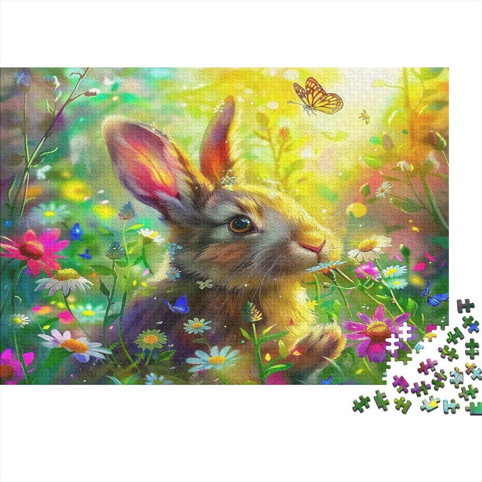 Magical Rabbit Under Crescent Moon Jigsaw Puzzles Puzzle for Adults Kids. 1000 Pieces Great Gifts Challenge Toy Educational Games Home Decoration for Educational Games Gifts 52x38cm/1000pcs