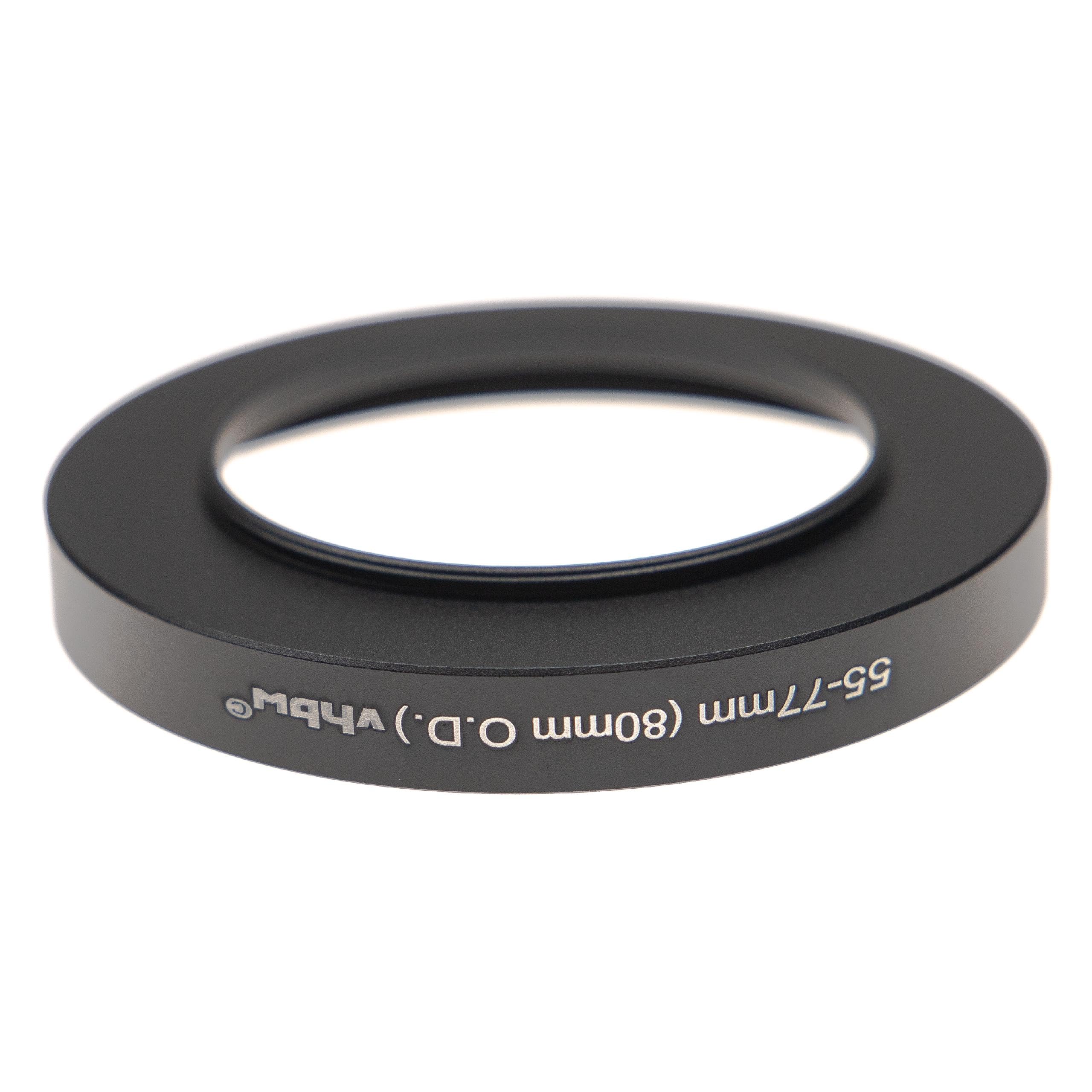 Bague D'Adaptation Step-Up Vhbw 55mm Vers 77mm - Compatible Matte Box 80mm, Aluminium Noir Mat