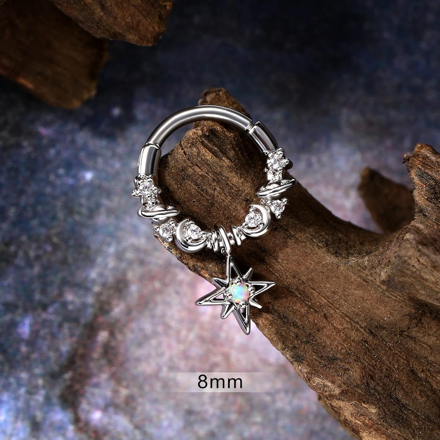 CM Crareesi Mania Dangle Septum Piercing Jewelry Star Septum Ring 316L Surgical Steel Daith Piercing Jewelry 16G Cute Helix Earrings for Women Dangle Nose Ring - Image 2