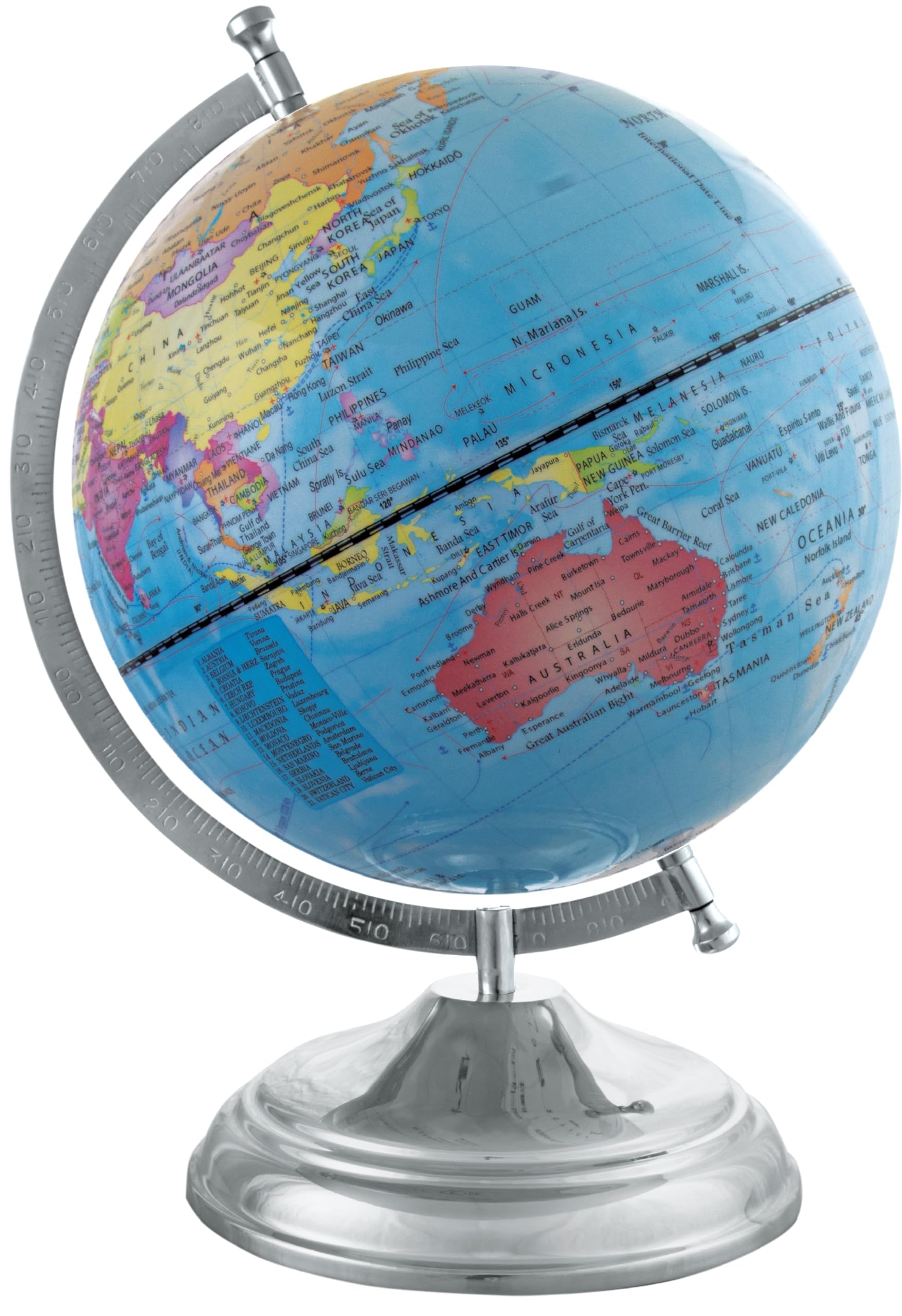 WINNERS Ornate SINGLE JOINT Rotating Globe | Dia 25 Cm (10 Inch) Height 37 Cm (14.5 Inch) with Metal Arc & Round Stand | Educational & Decoravtive Globe (B0D423S4SN) Amazon Price History, Amazon Price Tracker
