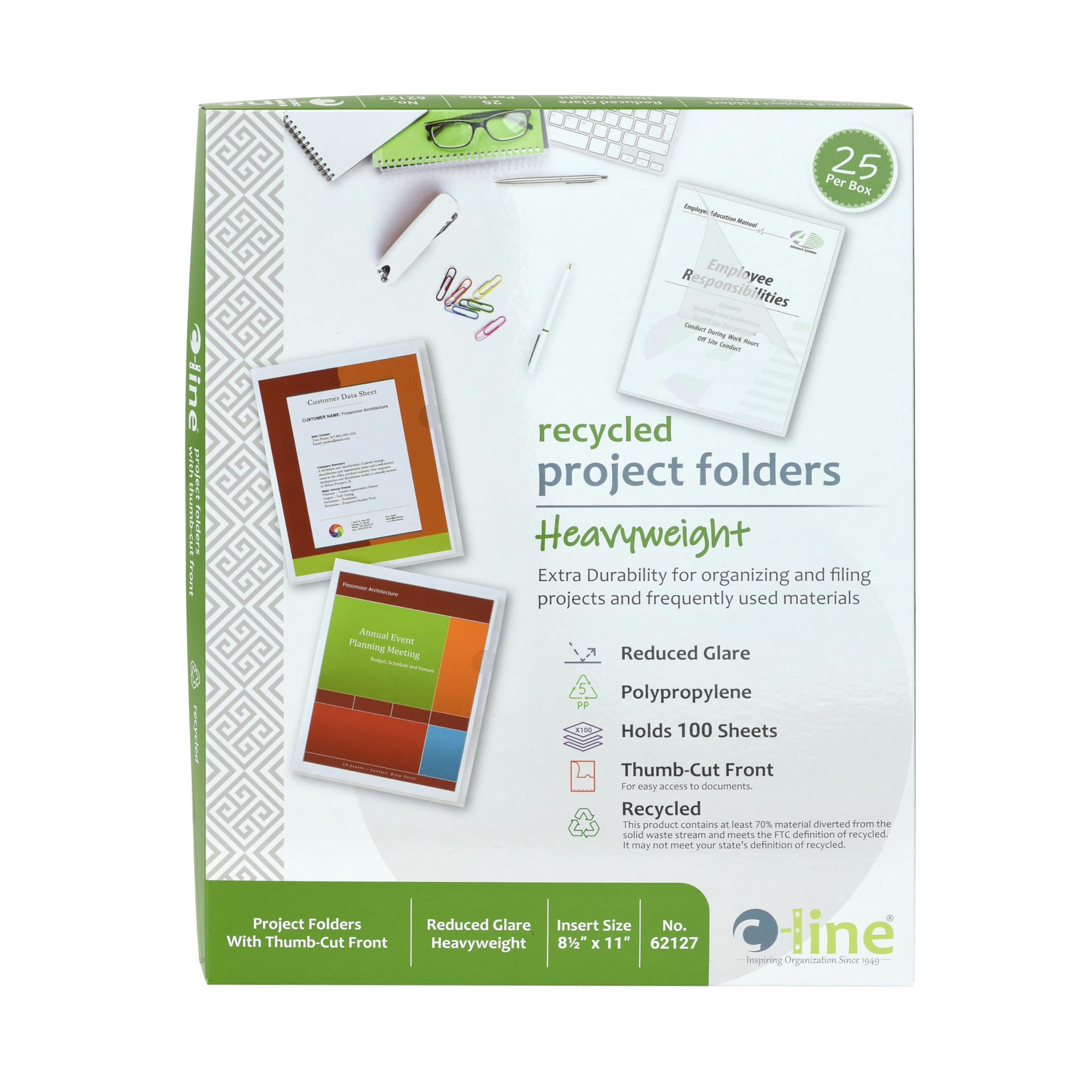 Amazon.com : C-Line Recycled Project Folders with Thumb Cut Fronts