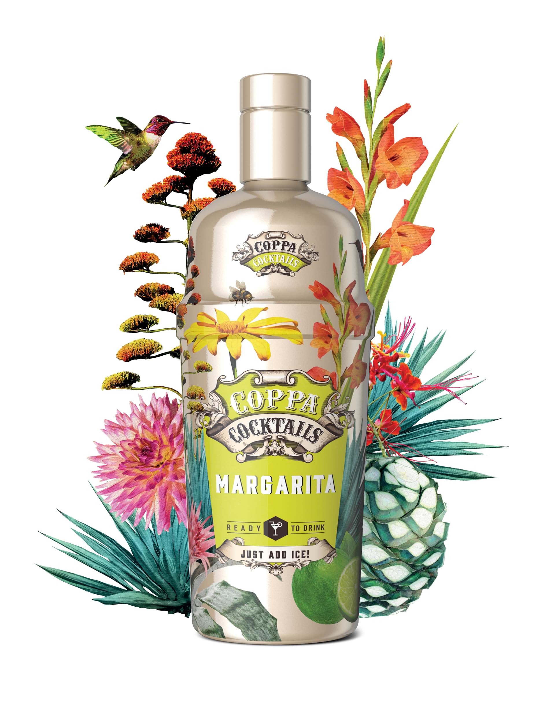 Coppa Cocktails Ready-to-Drink Margarita | Easy Premium Pre-Mixed | Just Add Ice | 14.9% ABV | 70cl