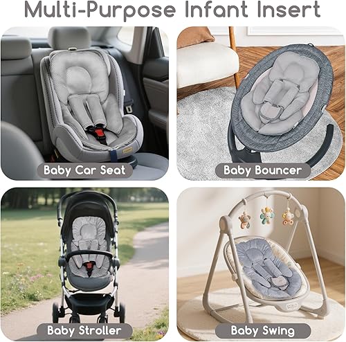 Miniatura 6 de Inserto de asiento de automóvil infantil para niñas recién nacidas, soporte de cabeza de asiento de bebé de malla de verano con almohadillas para