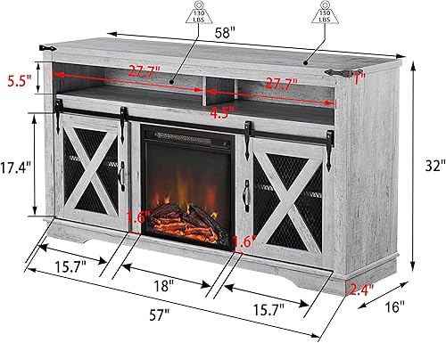Miniatura 6 de Okvnbjk Soporte de TV de granja para TV de más de 65 pulgadas, soporte de TV industrial y de granja con centro de entretenimiento de almacenamiento,