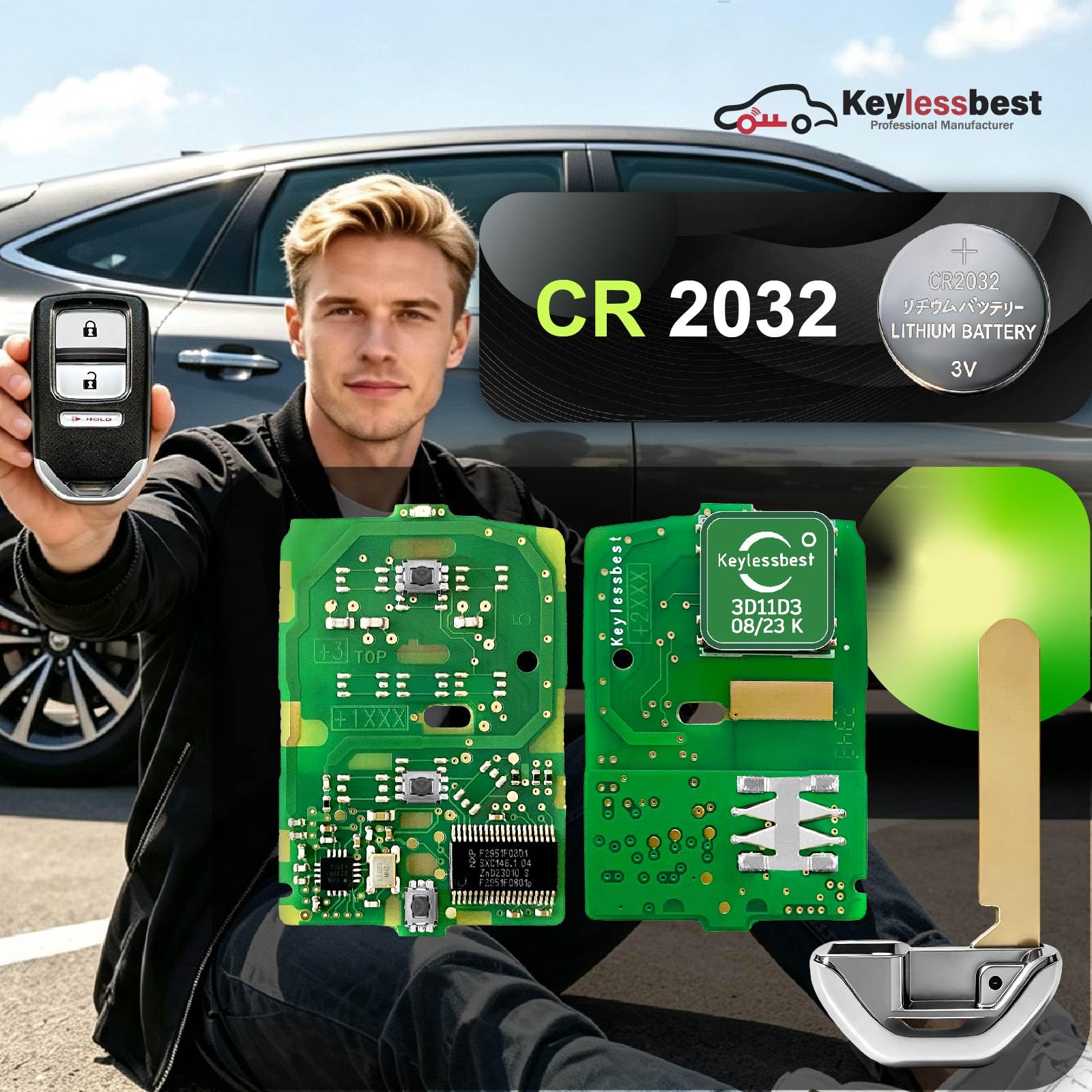 Ricambio per telecomando Honda Crosstour 2013 2014 2015 ACJ932HK1210A 3 pulsanti 314.8MHz