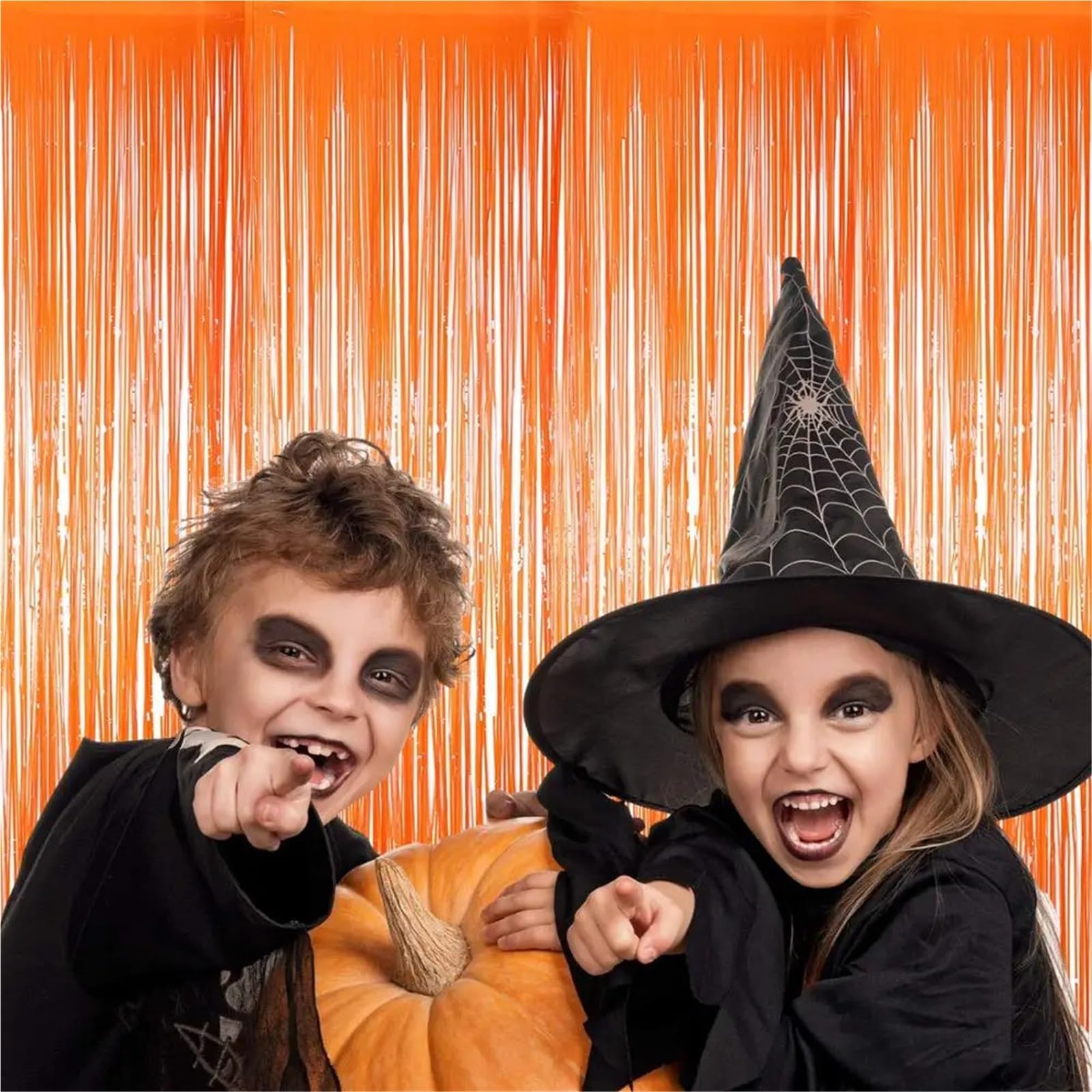 Cortinas de oropel para telón de fondo, 5 piezas, decoración de Halloween, cortina de aluminio, decoración de fiesta (negro macarrón, 3 m)