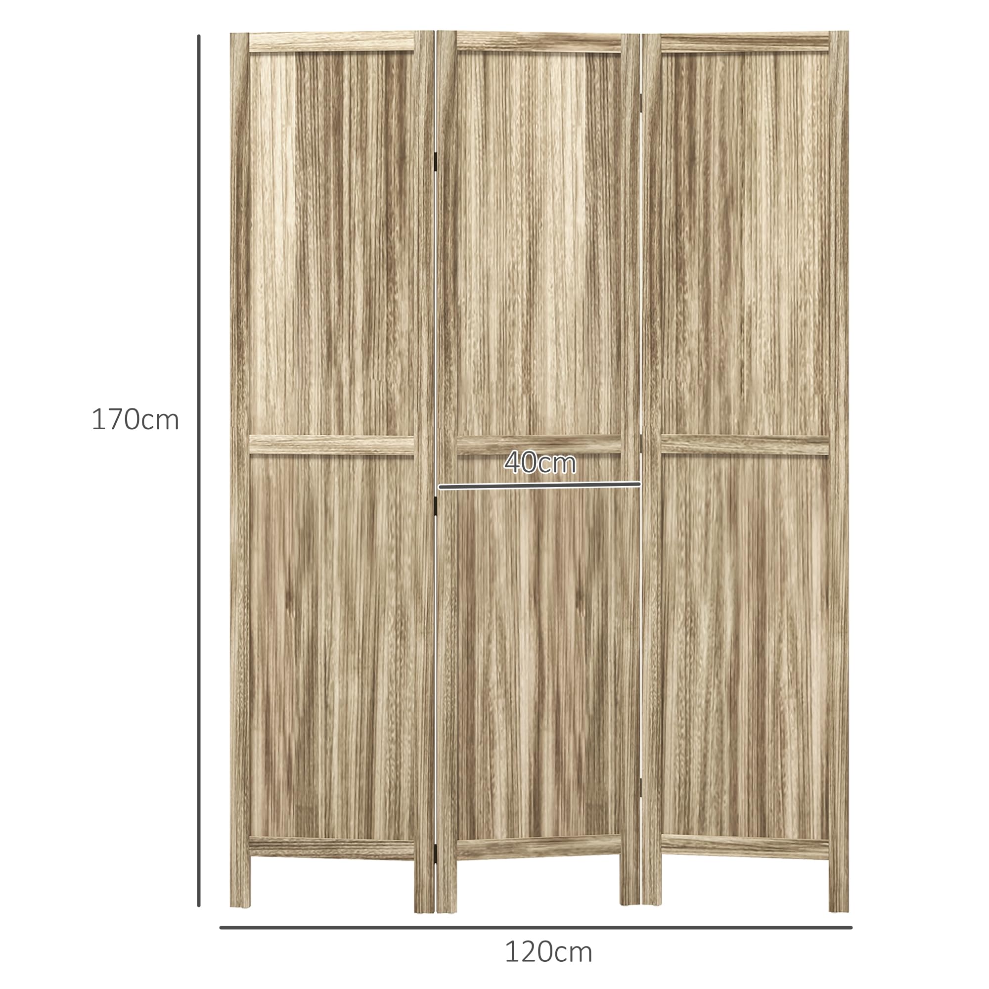 HOMCOM Paravent Pliable 3 Panneaux 120 x 170 cm Bois Paulownia Naturel | Séparateur de Pièce, Cloison de Séparation, Paravent Intérieur