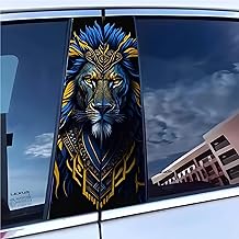 Car Pillar Stickers Lion for Car Door Pillar Stylish Exterior Car Decor for Panel (Lion King) Pack of 2