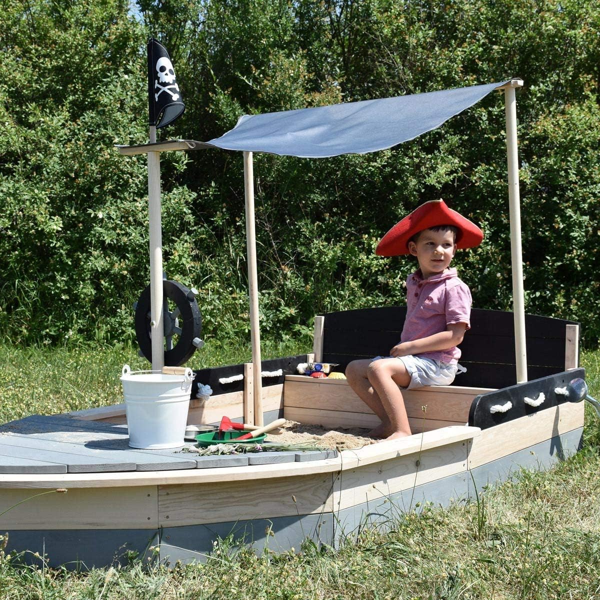 Sun Sandbox barca pirata XXL in legno – Sabbiera per bambini – Sandbox
