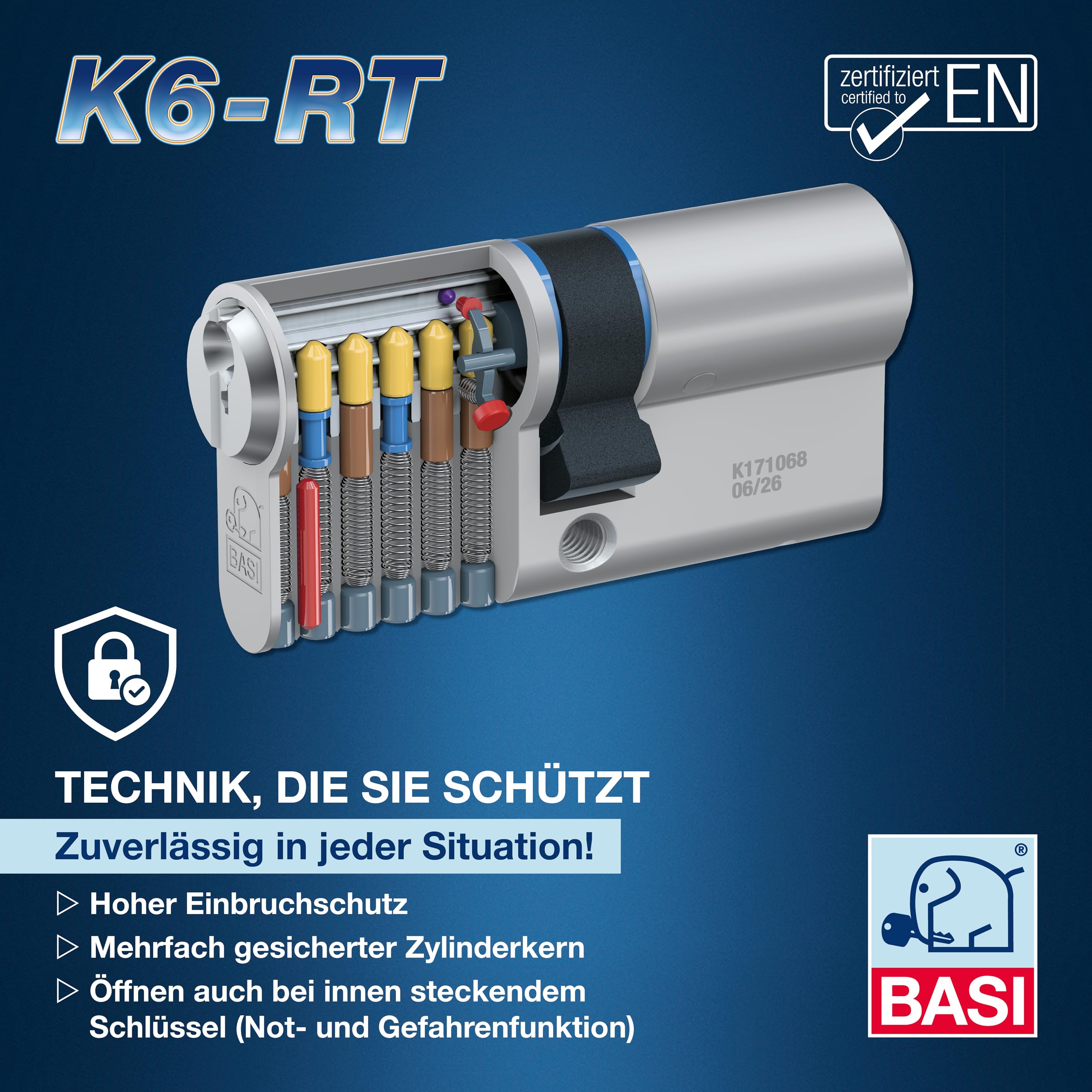 BASI | K6-RT Profilzylinder System mit Sicherungskarte und Kopierschutz | Konfigurator für Schließanlagen | Schließzylinder nach Wunsch frei kombinierbar | Gleichschließend | 3er SET