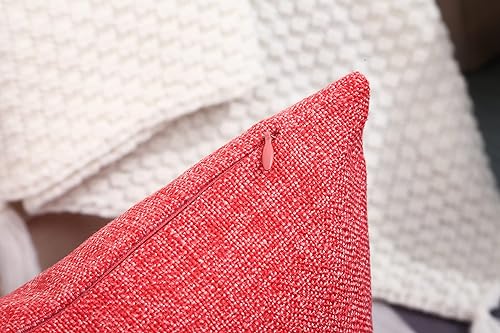 Miniatura 4 de TangDepot - Funda de cojín de lino con forro pesado, Tela, Burgundy