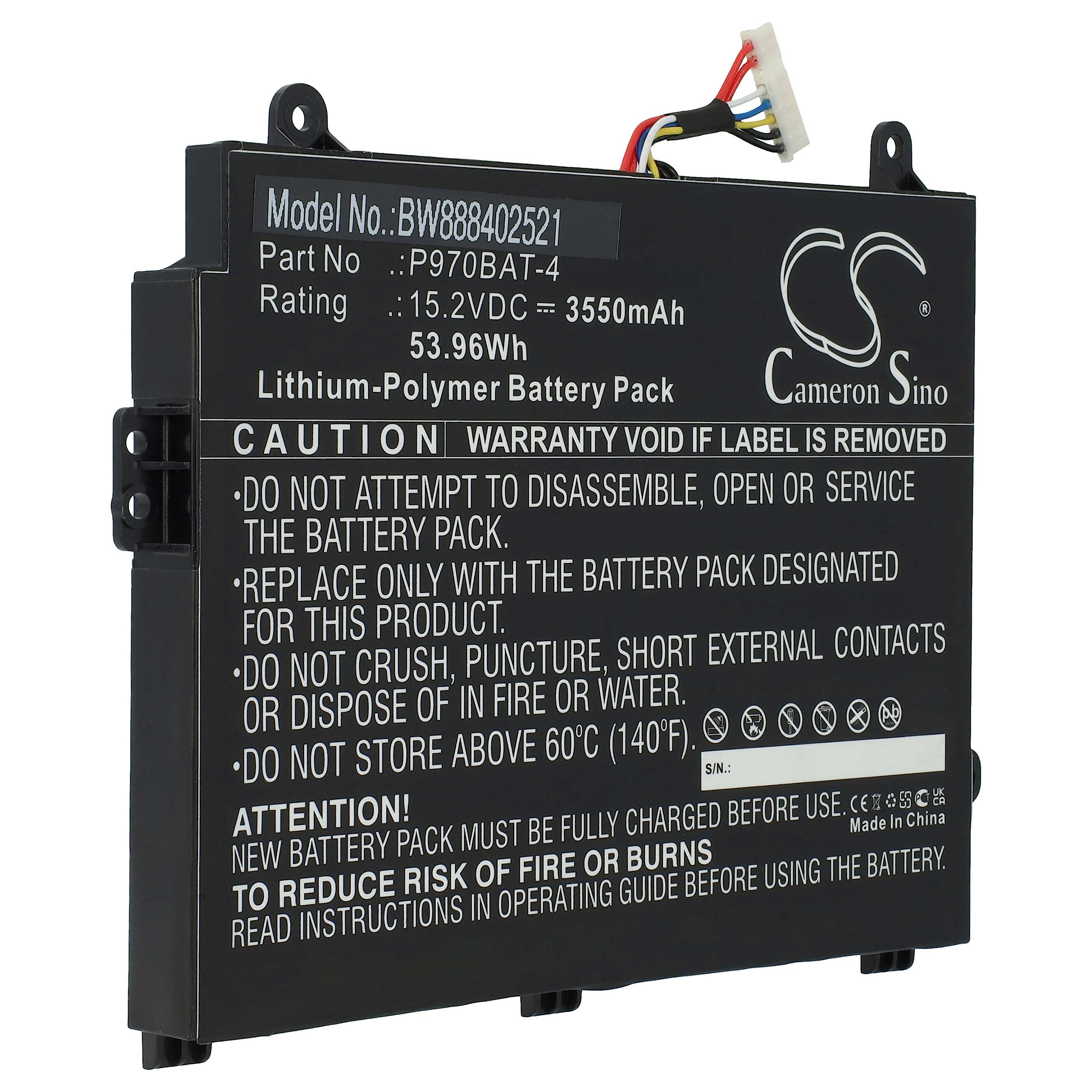 vhbw Batería reemplaza Mifcom P970BAT-4 para Notebook (3550 mAh, 15,2 V, Li-Poli)
