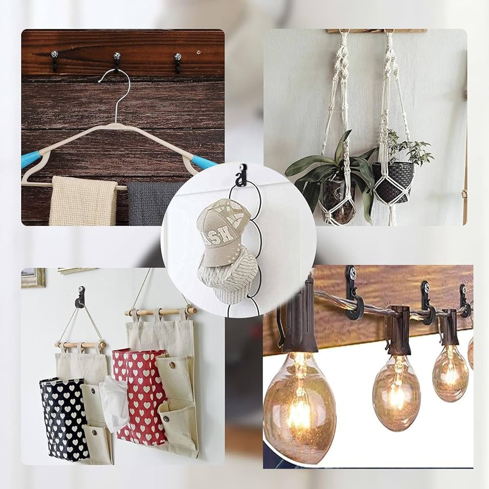 BQMEZRNUS 50Pack Q-Hanger Screw In Hooks Screw Hooks With Safety Buckle For Light Wire For