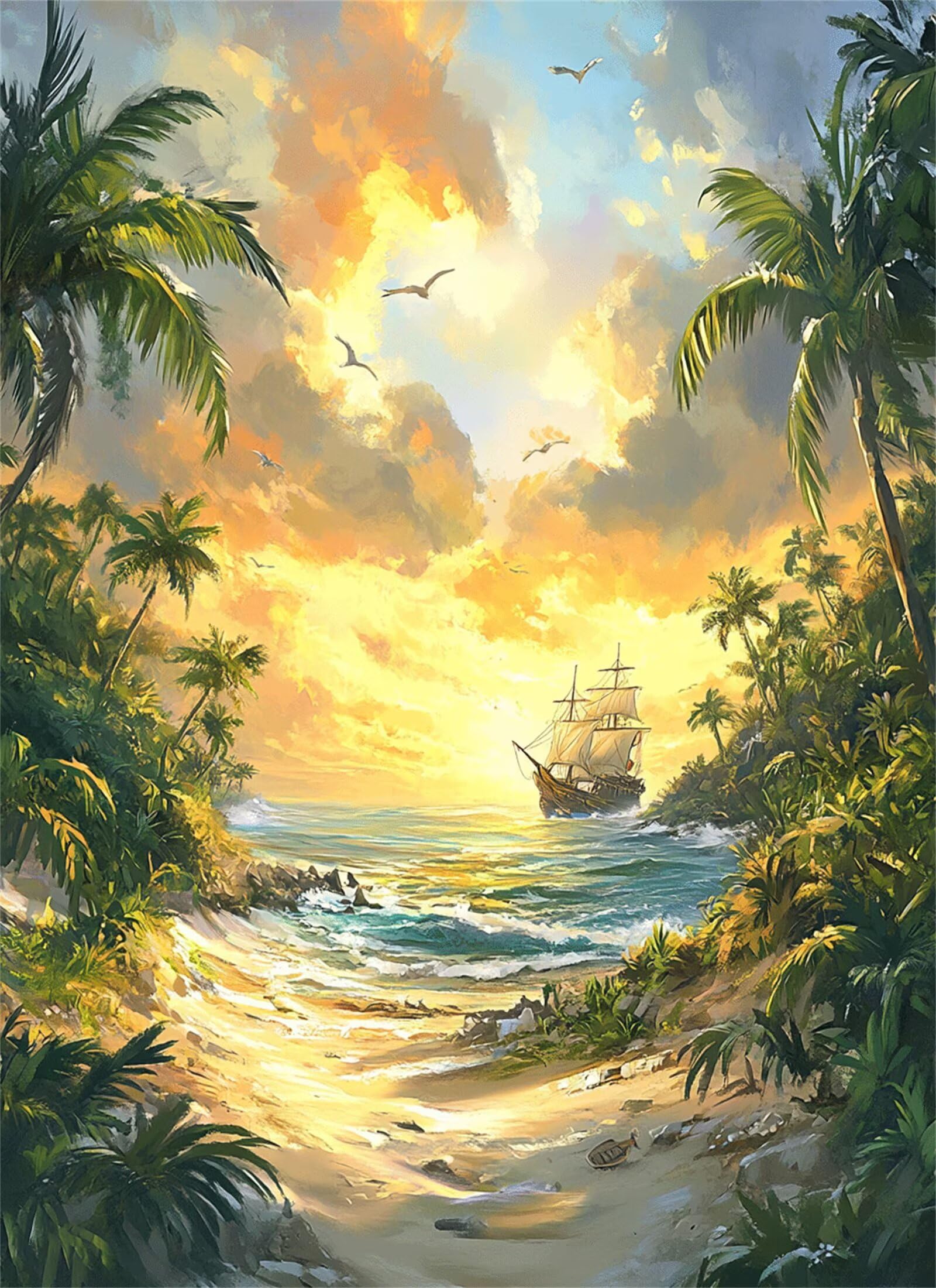 Puzzle 3000 elementów dla dorosłych 3000 elementów, puzzle oceaniczne, gry edukacyjne, drewniane puzzle, drzewo kokosowe, prezenty dla nastoletnich chłopców w wieku 14-16 lat, 122 x 81 cm, g-725