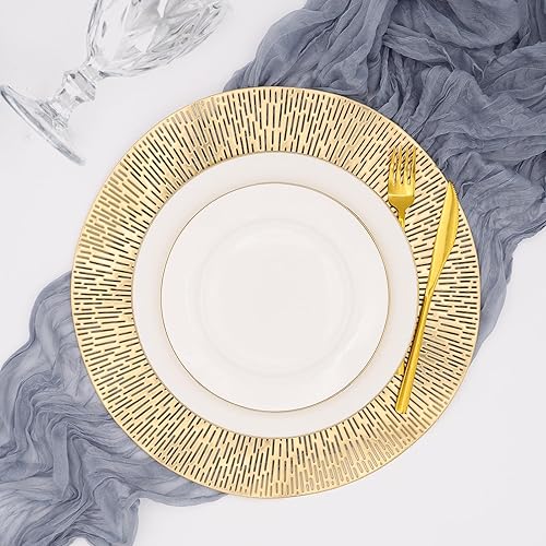 Miniatura 4 de Juego de 6 manteles individuales redondos dorados de vinilo metálico antideslizantes, manteles individuales para mesa de cocina, manteles