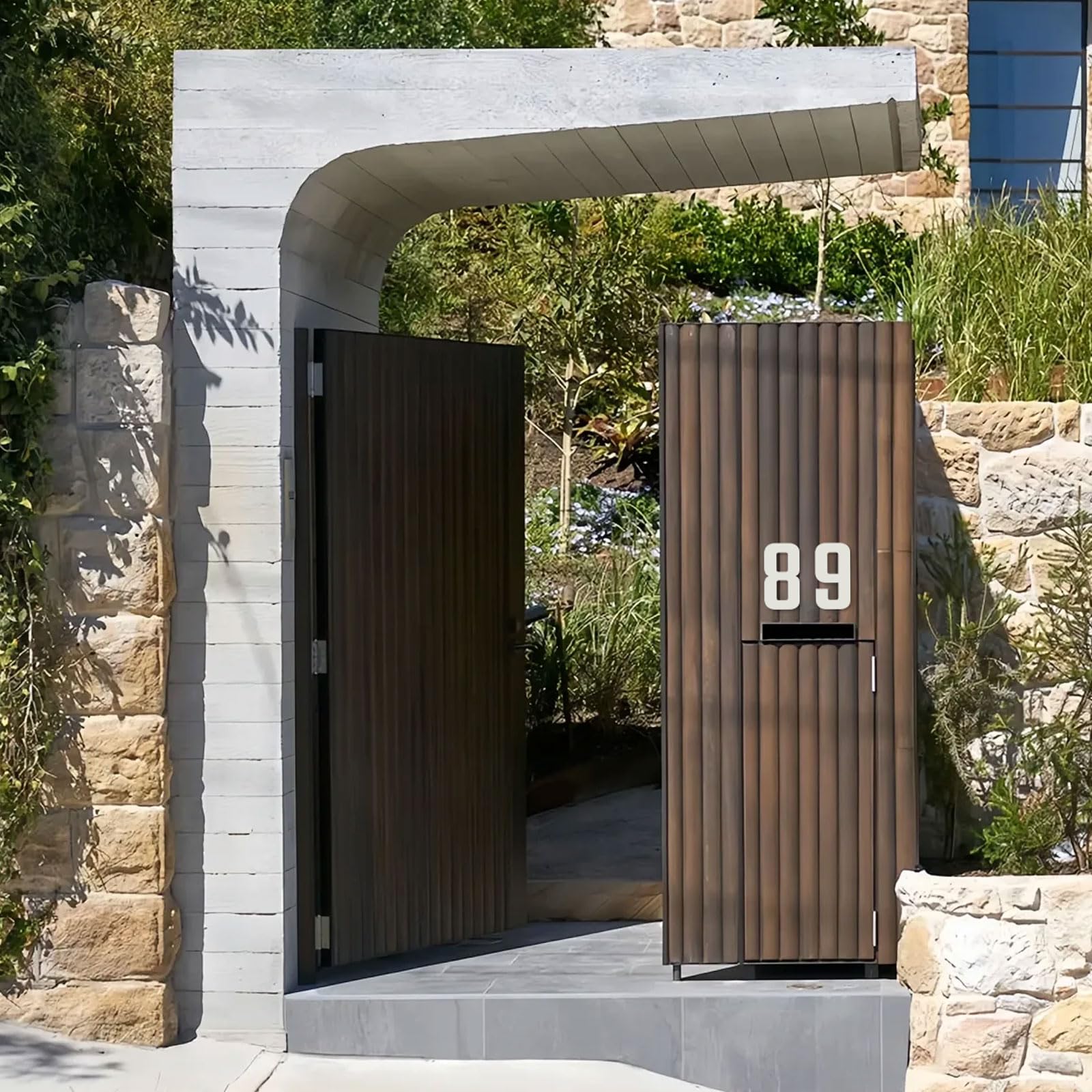 Numeri civici in metallo, 5,1 cm, in metallo, stile moderno, per porta del giardino, per appartamenti, esterni, fattoria, lettere decorative con kit per chiodi, segnaletica per visibilità (bianco)