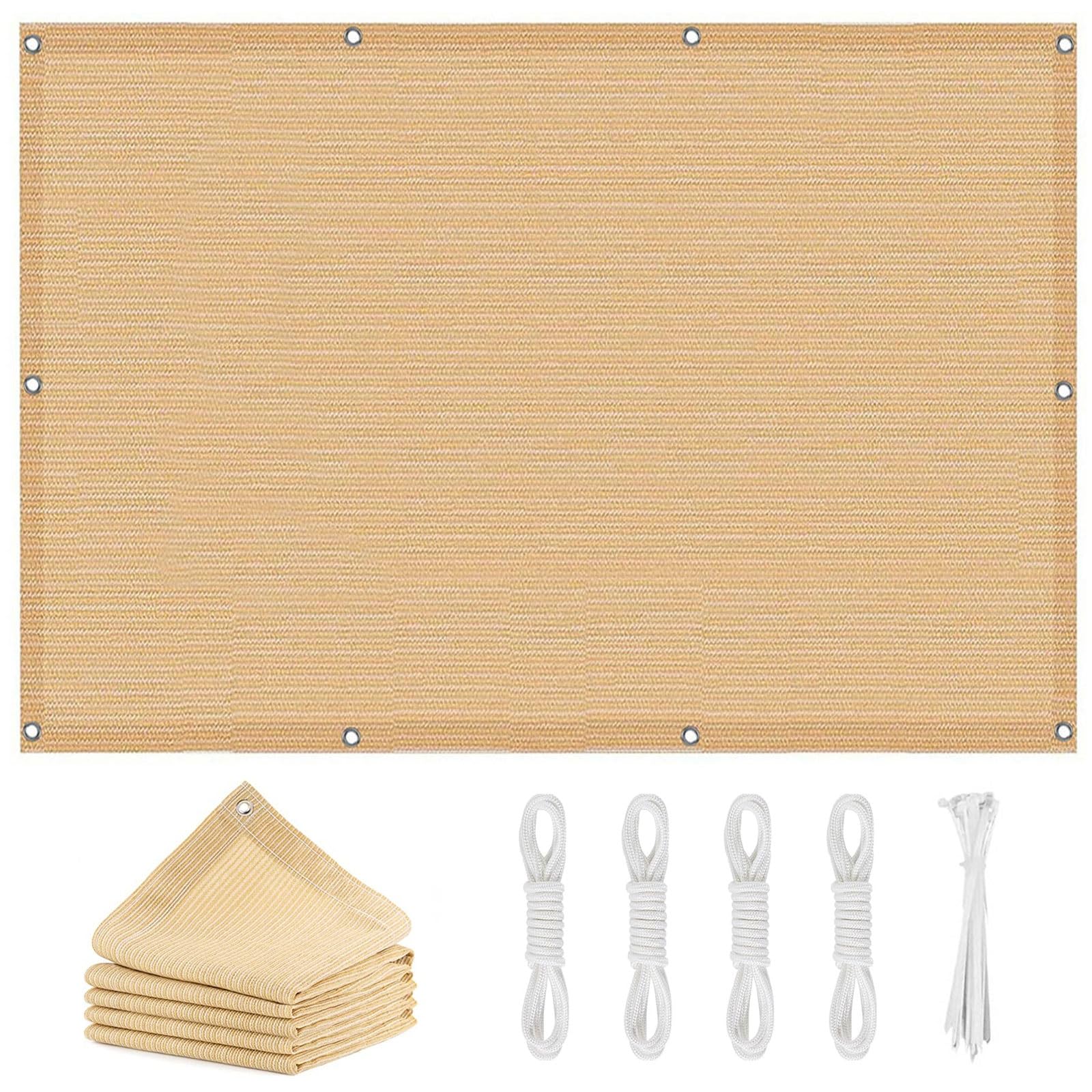 Voile d'ombrage contre la chaleur terrasse 2.2x3.4m crème auvent