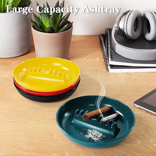 Miniatura 3 de Cenicero de melamina para cigarrillos (paquete de 4) cenicero de melamina de 7 pulgadas para patio, ceniceros de plástico con 7 soportes para