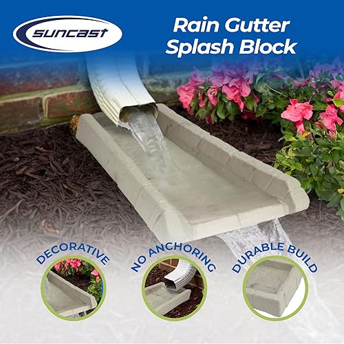 Miniatura 13 de Suncast Compuesto de poliéster fácil de usar, decorativo para exteriores, canaleta de lluvia Downspout, bloque de salpicaduras para desagües debajo