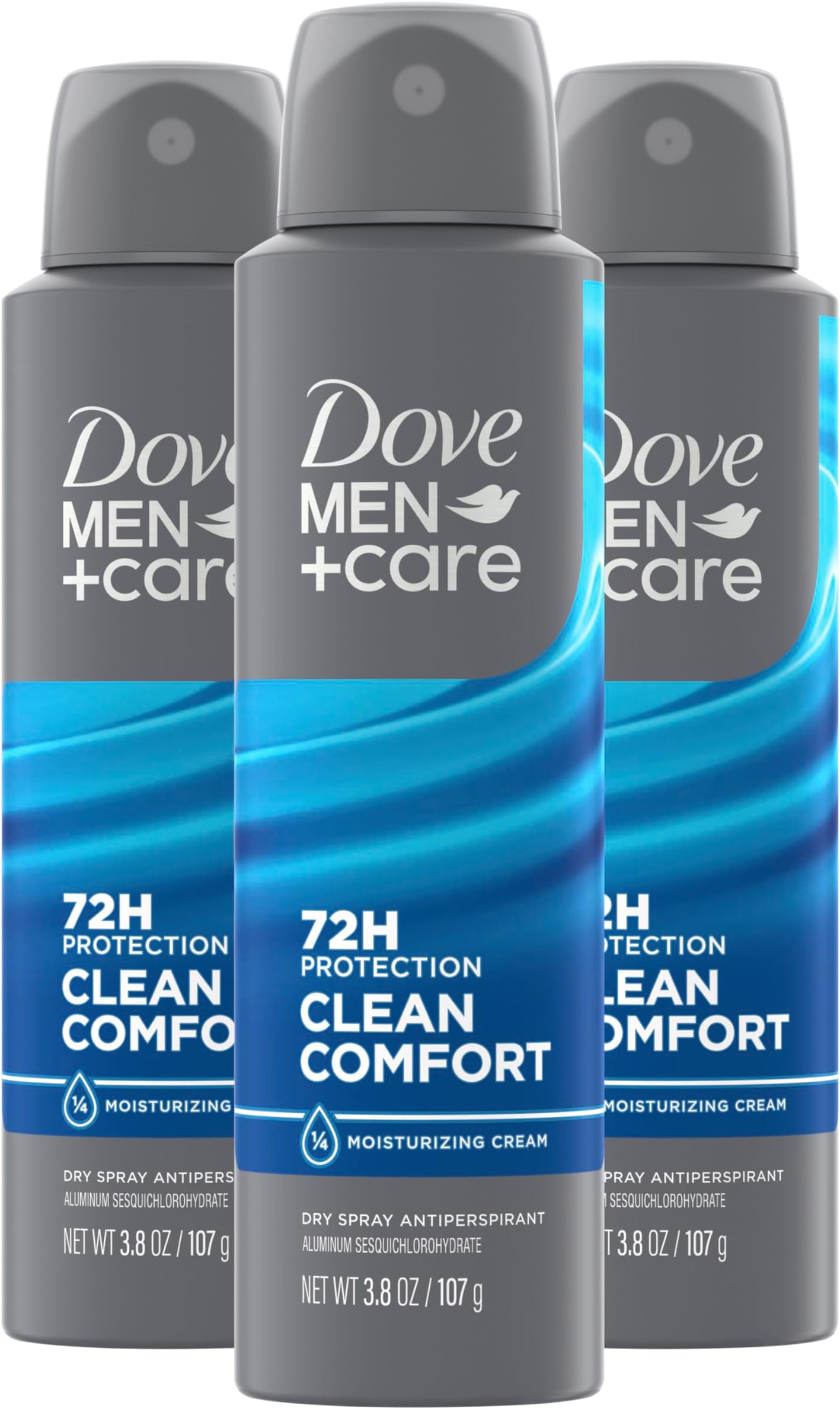 Antiperspirant Dry Spray Deodorant for Men Clean Comfort 48 Hour Sweat and Body Odor Protection 3.8 oz 3 Count