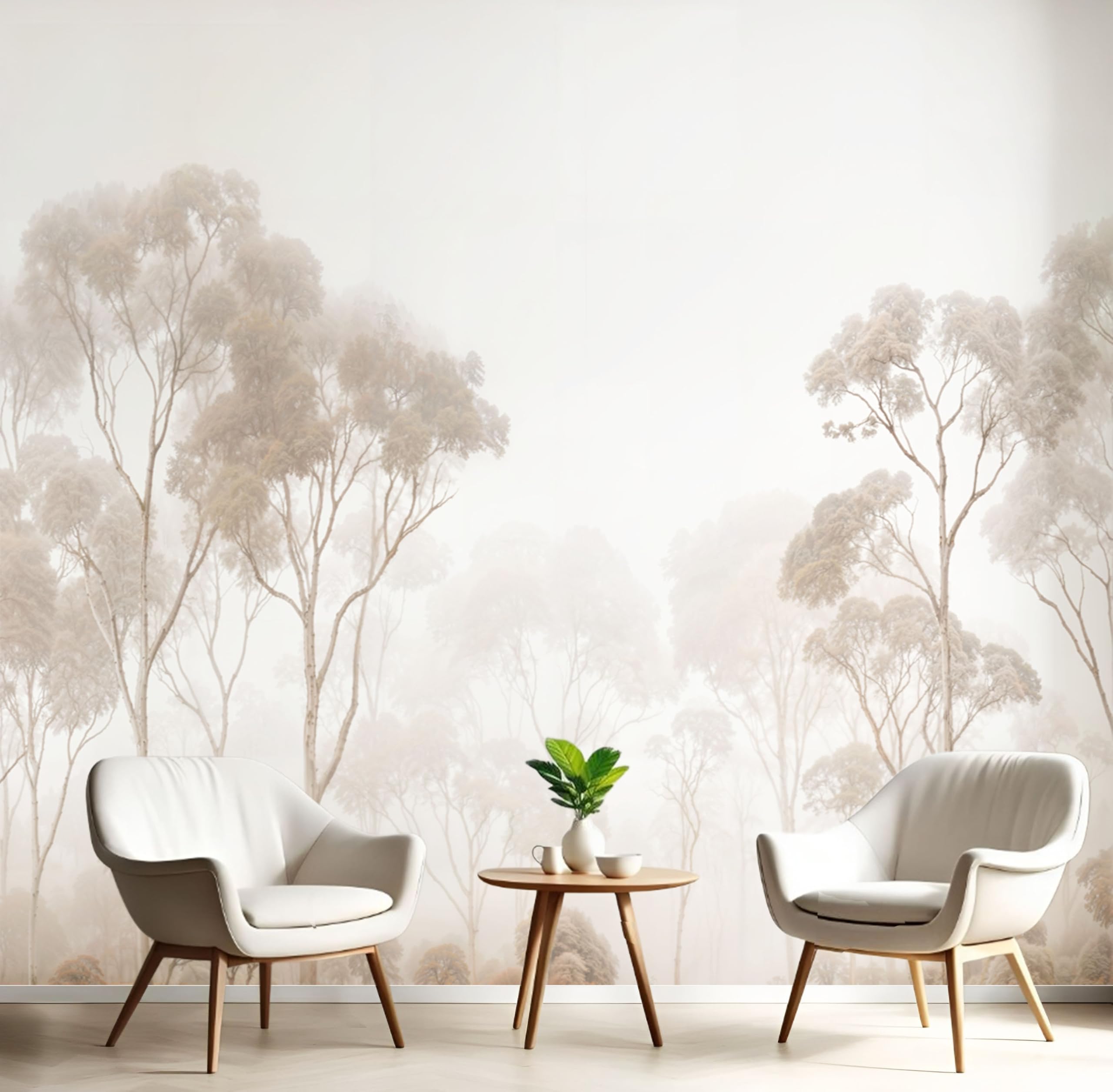 Papel pintado bosque de eucaliptos 200x140cm mural efecto 3d beige para salón