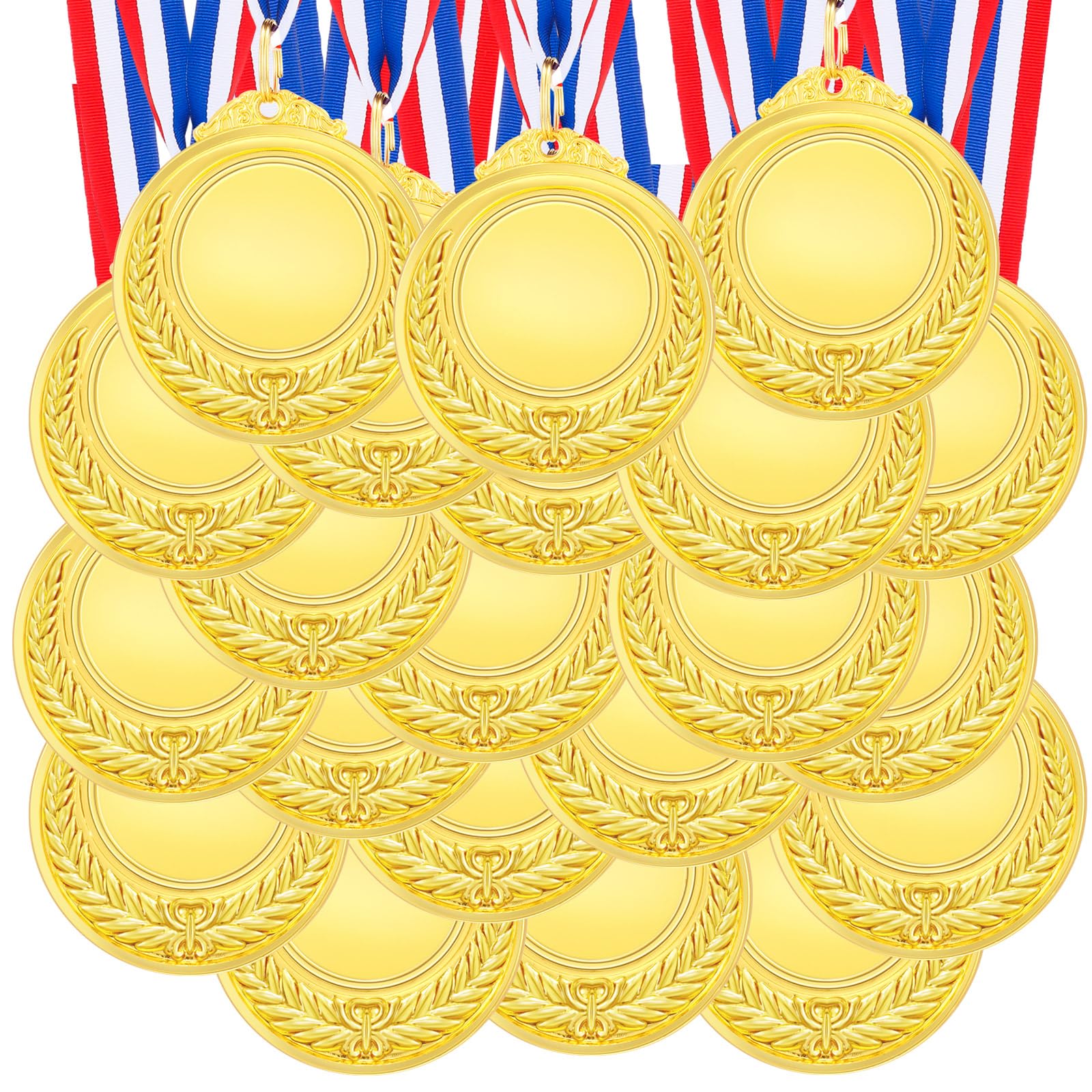 Kigeli 50 Pcs Blank Award Medals with Neck Ribbons Design Your Own Medals Kit Participation Trophy Metal Winner Award Prize for Kids Adults Sports