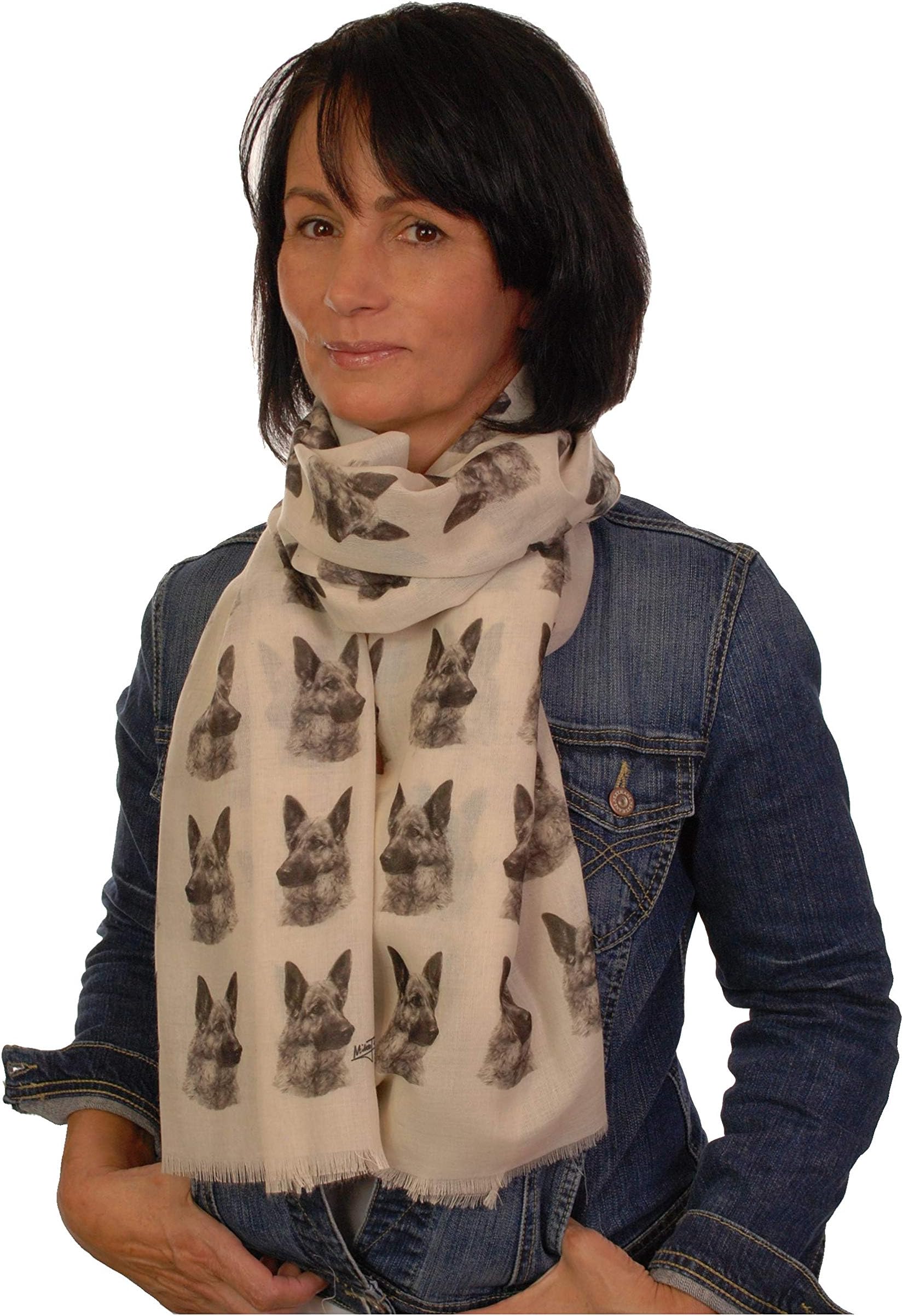 Branding House German Shepherd scarf with dogs on - hand printed German Shepherd gifts for women GSD