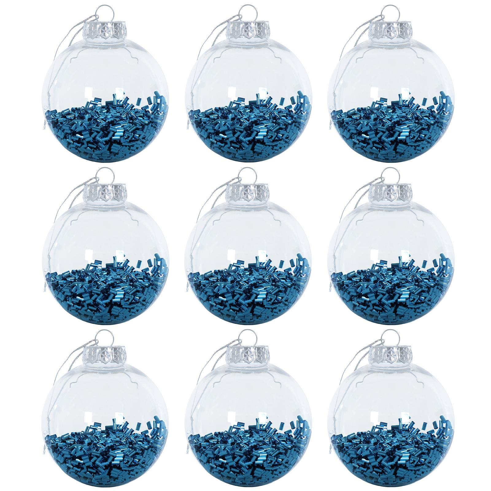 Mr Crimbo 9 Pack Shaker Christmas Tree Baubles Xmas Decorations 8cm - Deep Blue