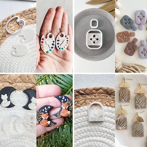 4 cortadores de arcilla polimérica para hacer aretes, suministros para cortar galletas, joyas, manualidades, 4 unidades