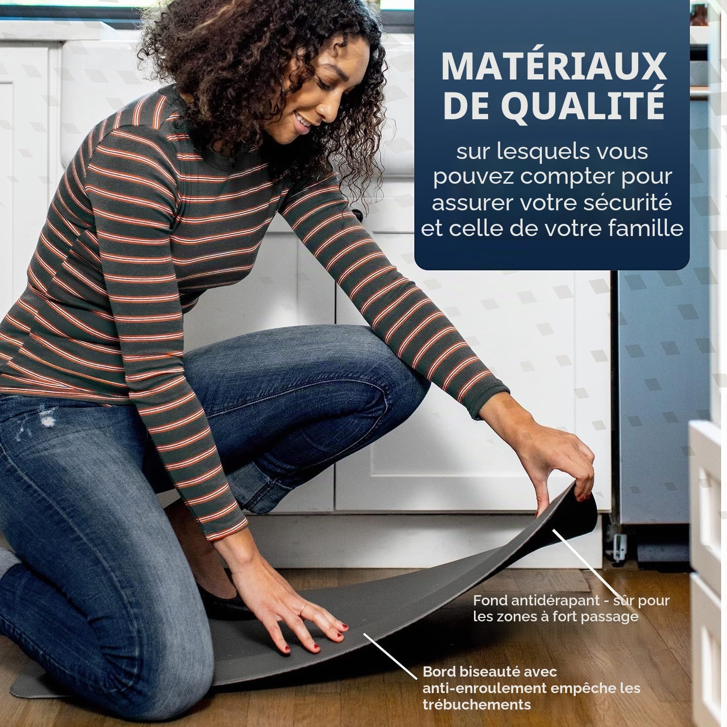 Tapis de cuisine rembourré, antidérapant, absorbable et anti-fatigue pour le sol de la cuisine, le bureau debout, le bureau et le garage (beige, 50 x 99 cm)