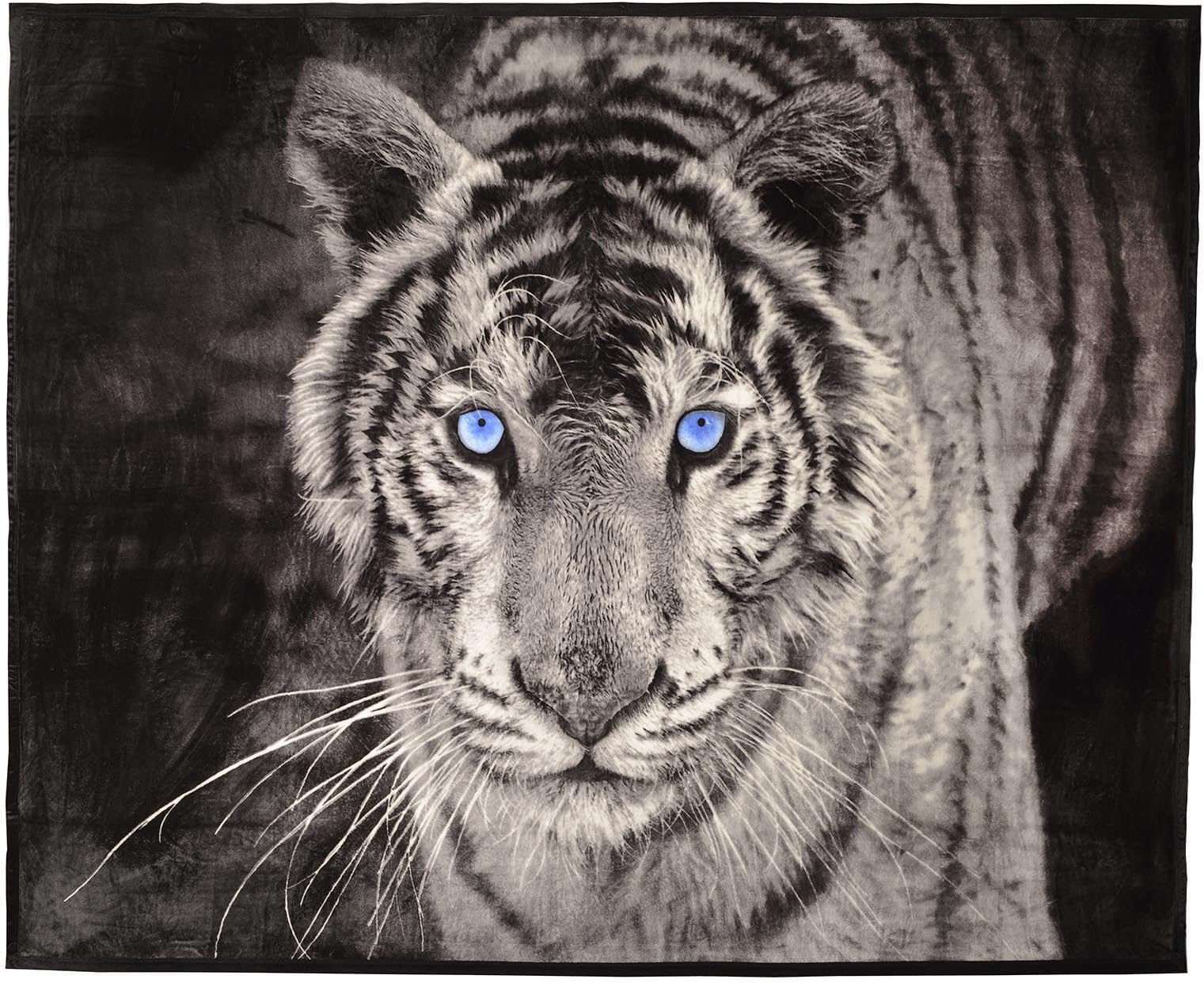 Cloe' Louis 3D FAUX FUR SOFA BED THROWS/BLANKET ANIMAL PATTERN THROWS DOUBLE KING SIZE (Black&White Tiger, 200x240cm)