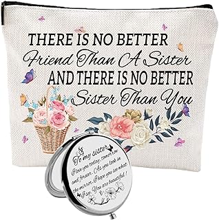 Sister Gifts,Sisters Gifts from Sister,Sister Birthday Gifts from Sister,Sister Appreciation Gifts,Gifts for Sisters,Sister Bday Gifts,Bonus Sister Gifts,Sister Cosmetic Bag,Sister Mirror