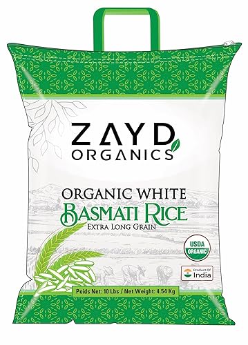 Zayd - Arroz basmati orgánico, origen indio, USDA orgánico, 10 libras