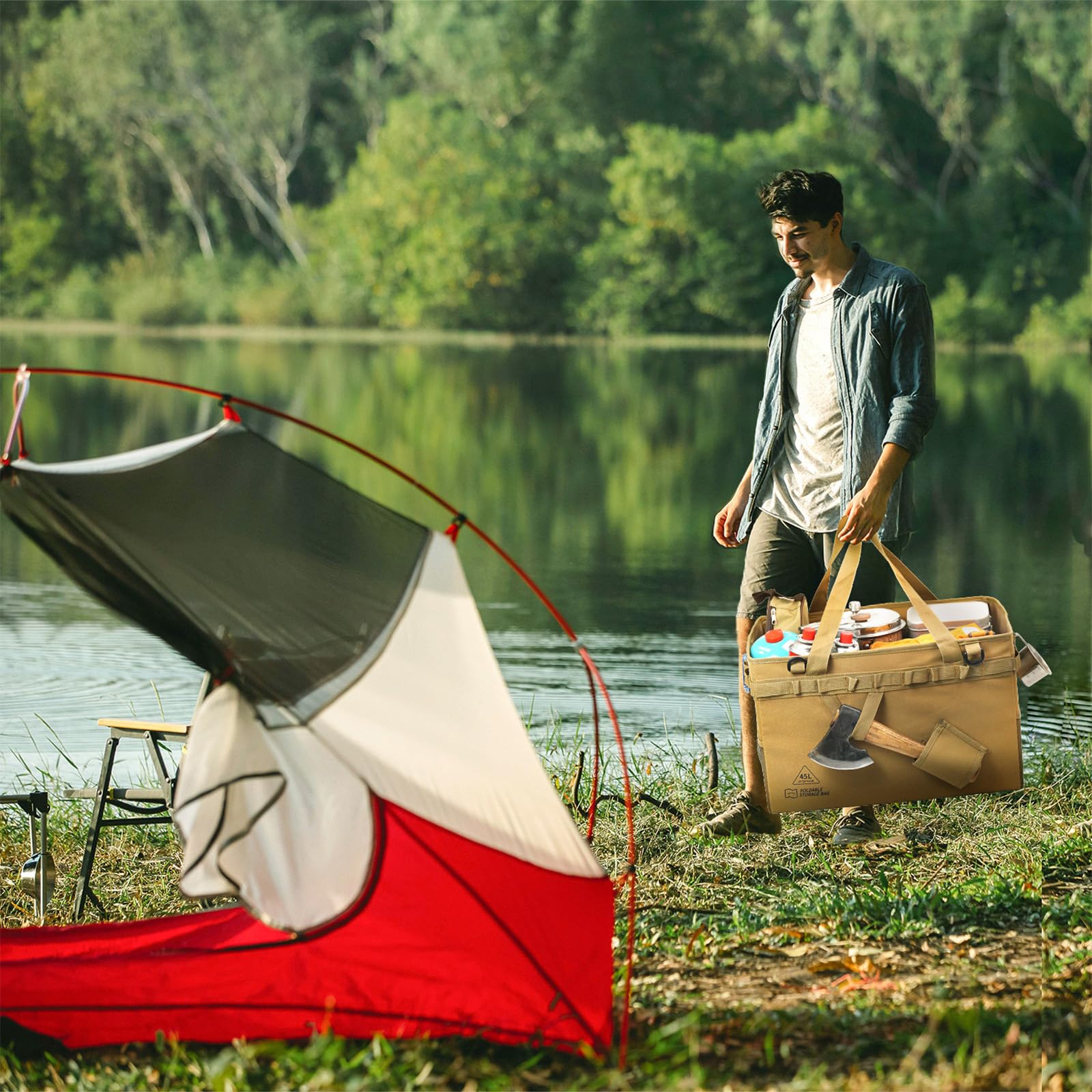 Aufbewahrungsbehälter für Camping, Camping, Picknick-Küche, wasserdicht | mit Griff, zusammenfaltbar, ca.