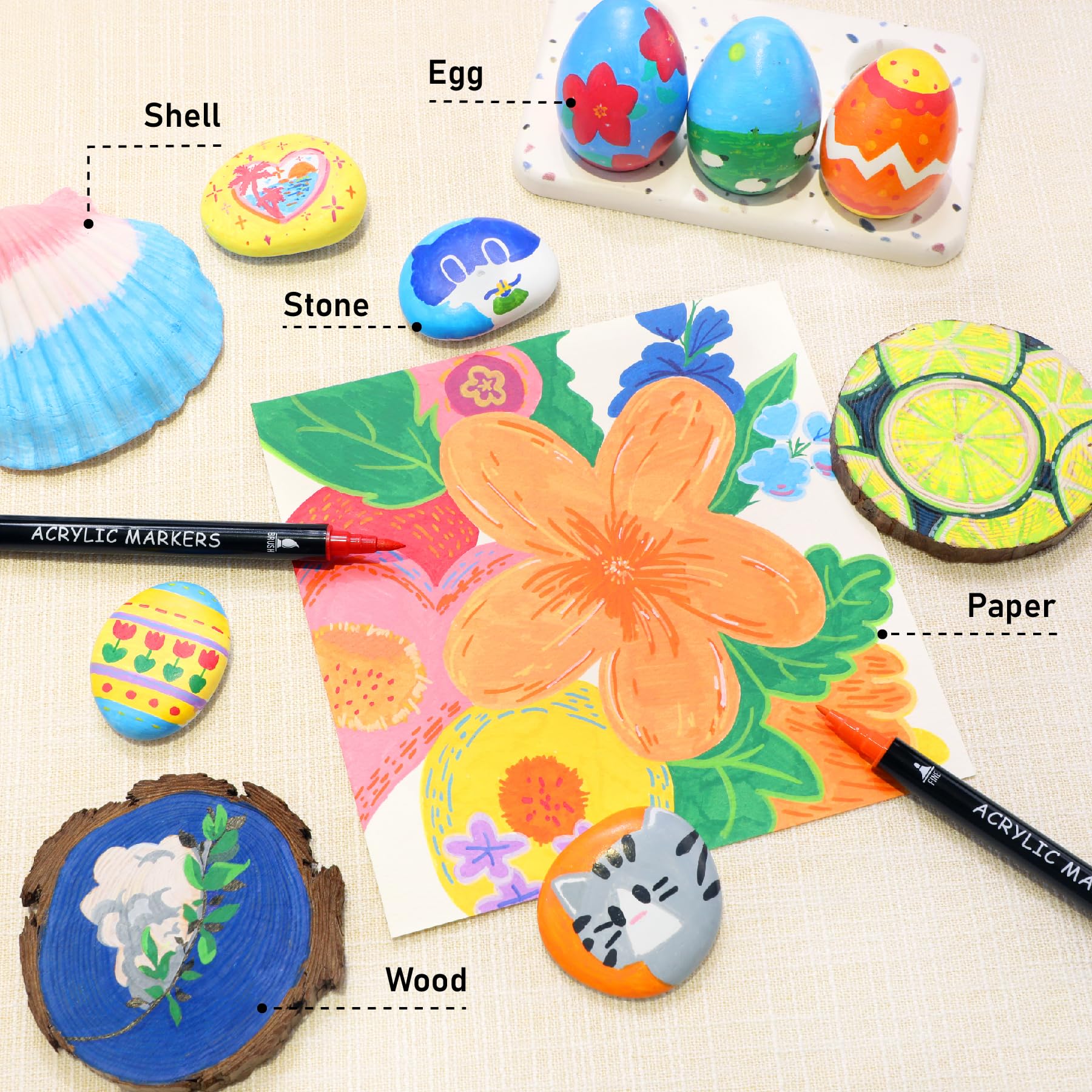 Recheel Acrylic Paint Markers - 30 Colors -4 Recheel Acrylic Paint Markers - 30 Colors -4