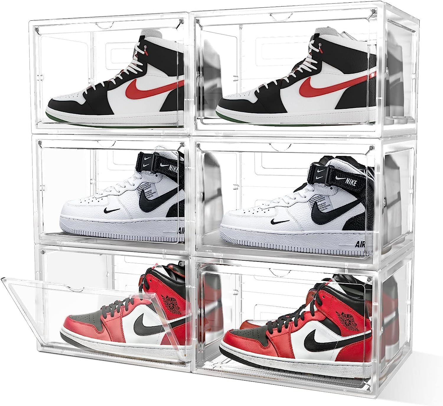 Nasmodo 1pc Multipurpose shoe storage box organizer Transparent stackable storage box with magnetic closure shoe box organizer clear plastic stackable acrylic shoes Organiser for Men and Women