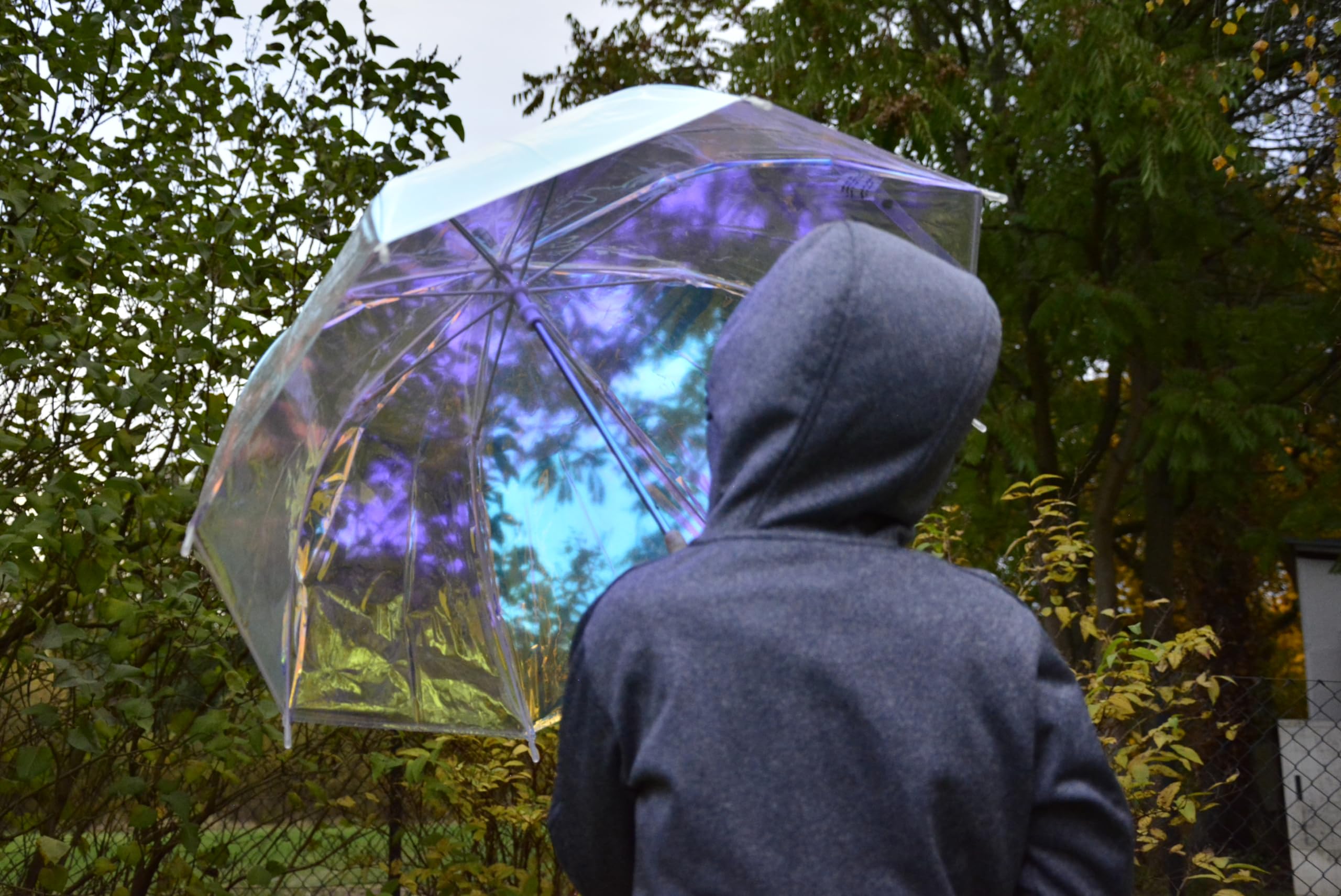X-brella Shiny Kids - Parapluie pour enfant - Parapluie cloche transparent irisé, Transparent/multicolore, 72 cm, Parapluie pour enfant avec ouverture manuelle