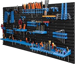 botle Organizador de herramientas de 154 x 78 cm, de plástico, para garaje o taller, de pared, color azul, paneles de herramientas de pared para taller, apilables, destornilladores para taller