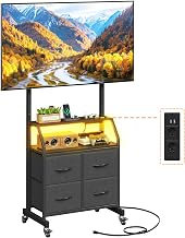 Soporte TV con Ruedas, LED y Enchufes Integrados, Soporte TV 32–75"