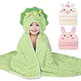 FIOBEE Toddler Bath Towel with Hood Baby Towels, 55x28 inch Large Soft Absorbent Kids Hooded Towels for 1-5 Years Old Baby Girls Boys Bath Beach Essentials Blanket, Green Dinosaur