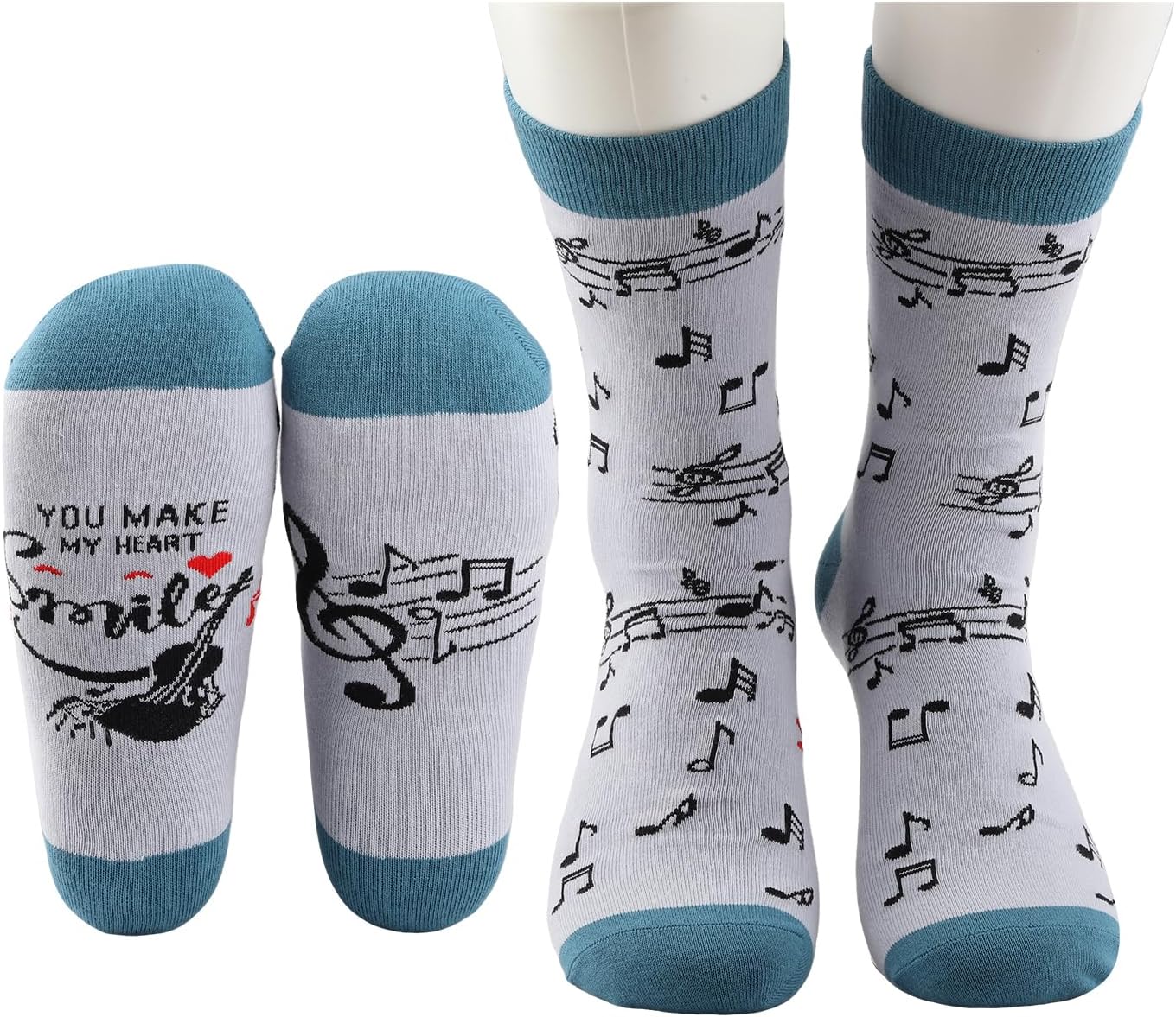 MBMSO Cello Gifts 2 Pairs Cello Socks Gifts for Cello Lovers Players Cellist Gifts You Make My Heart Smile Novelty Music Sock