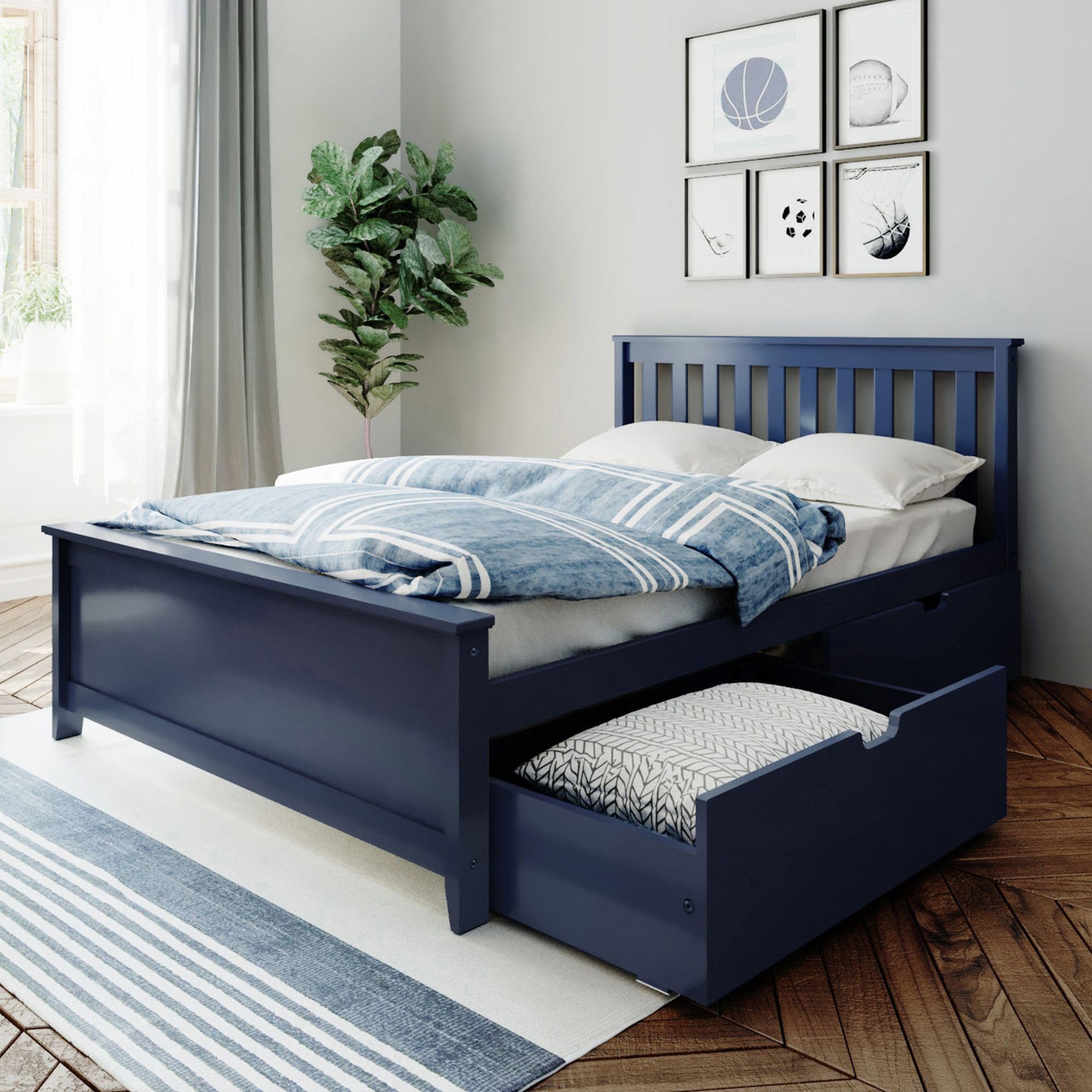 Amazon.com: Max & Lily Full Bed, Bed Frame with Headboard For Kids
