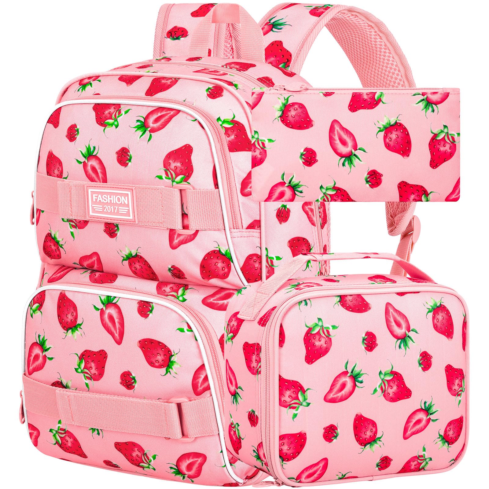 3Pcs Backpack for Girls Boys, 17 Inches Women Men School Bookbag Set for Teens College, Laptop Backpacks with Lunch Box