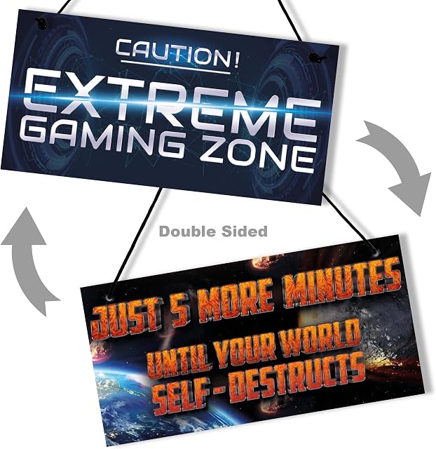 Funny Gamer Gift Gaming Sign for Boys Bedroom Man Cave Son Birthday Xmas Gift Xbox Fan Double-Sided Plaque Great Stocking Fillers. Designed and Printed in UK by Absolutely Yours.