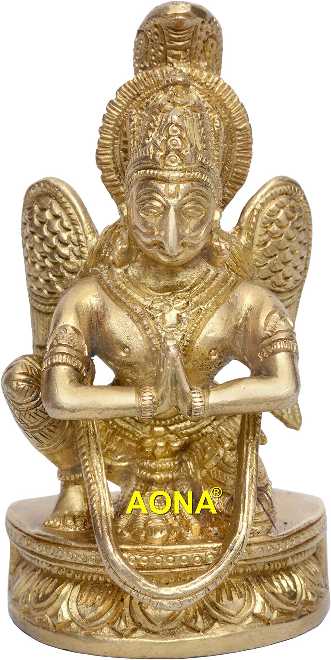 AONA Garuda Brass Statue Vishnu's Vehicle 4.50 Inches Height 2.75 Inches Width