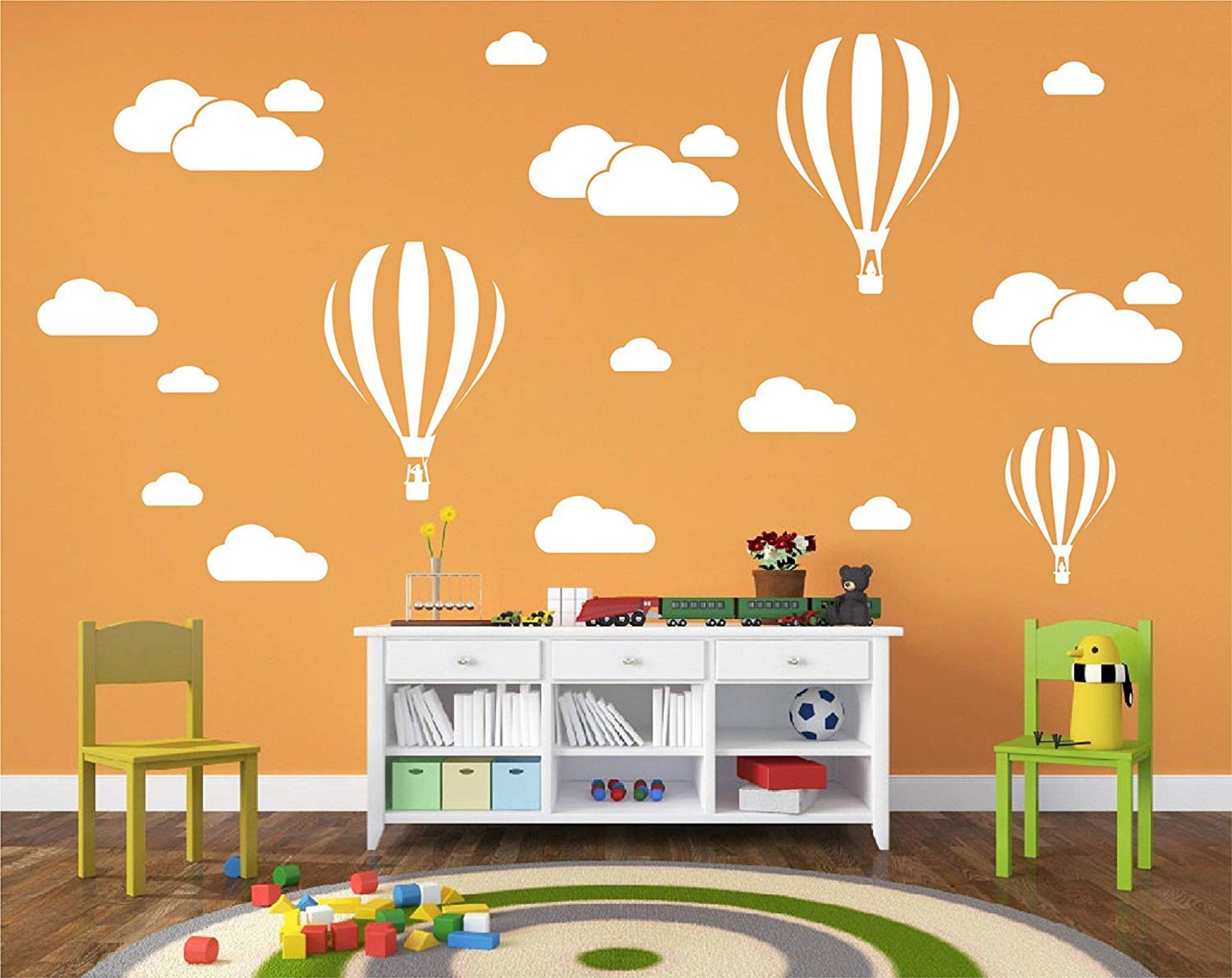Decor Kafe Melissalove White Clouds & Hot Air Balloon Wall Sticker (98 cm x 186 cm) (B07PFPZQ12) Amazon Price History, Amazon Price Tracker