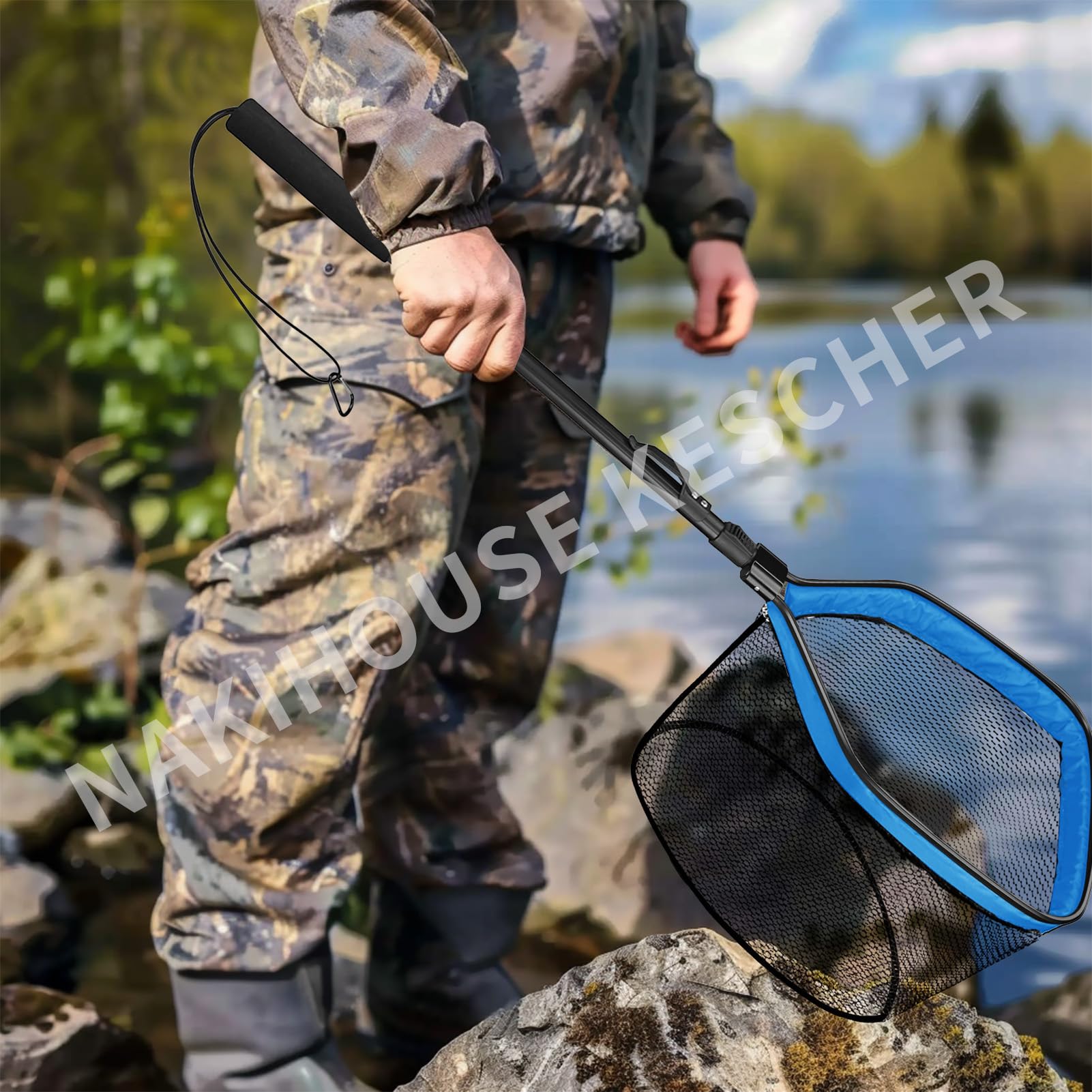 Red de pesca flotante, red de pesca plegable, red de pesca telescópica para atrapar y aflojar fácilmente los peces, pesca de goma para niños y adultos