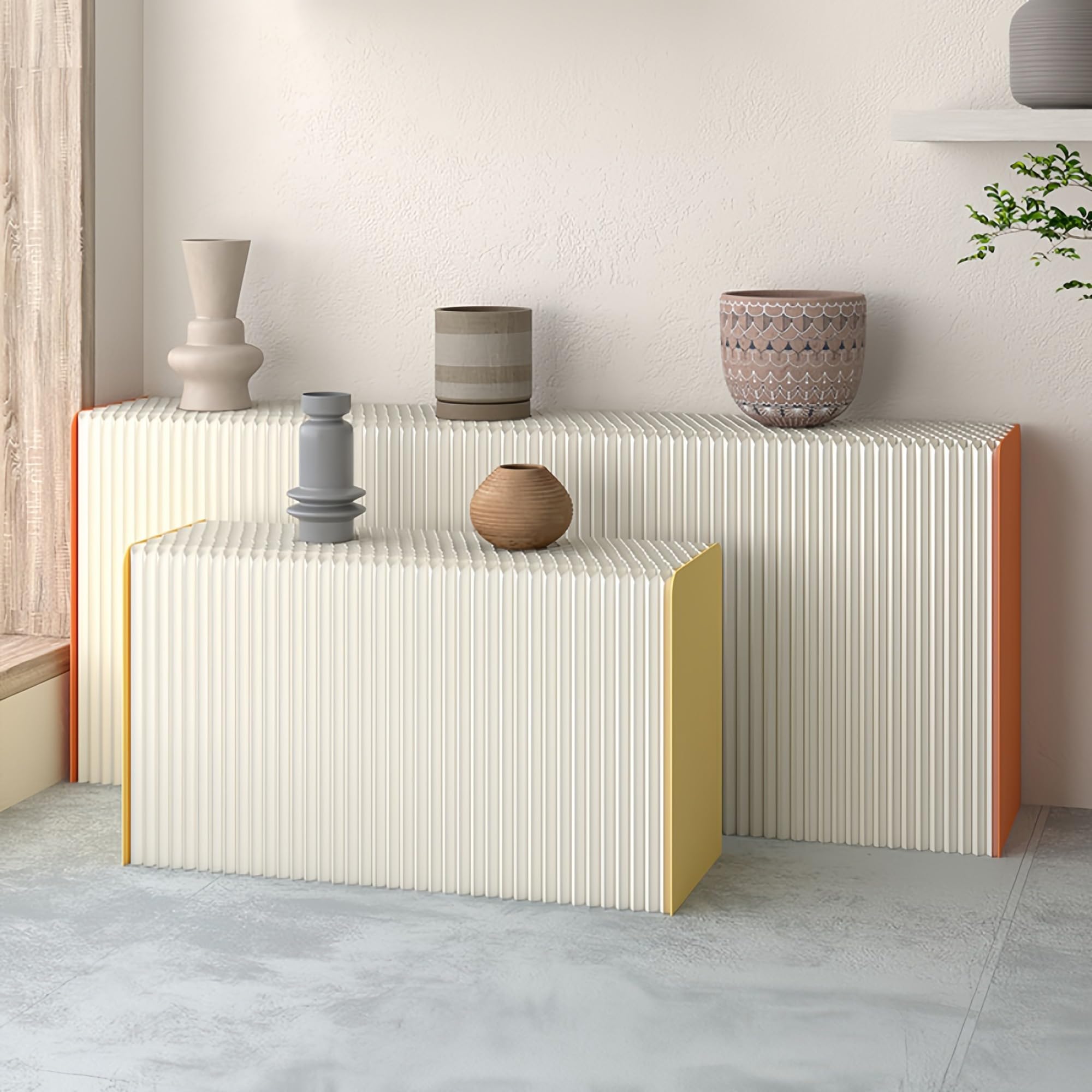 Espositore lungo per vendita al dettaglio, 300 x 31 x 118 cm, regolabile, perfetto per mostre, fiere e vetrine di negozi, design elegante e salvaspazio